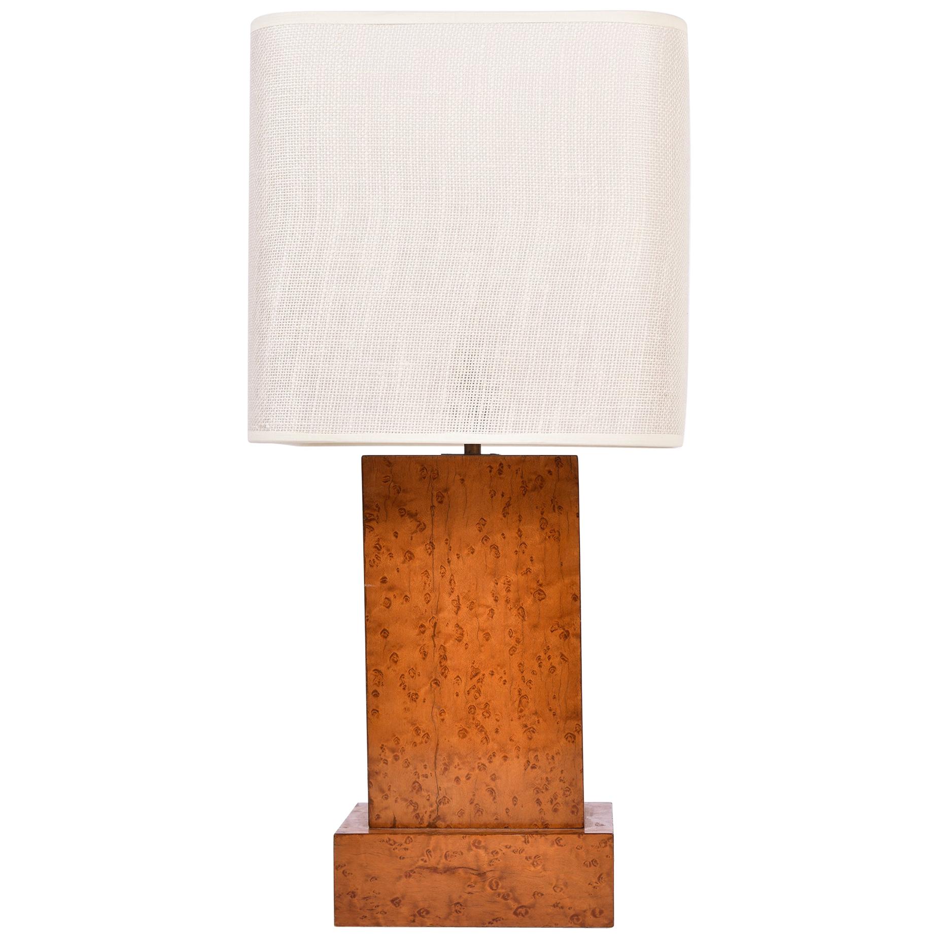 Art Deco Birdeye Maple Veneer Table Lamp