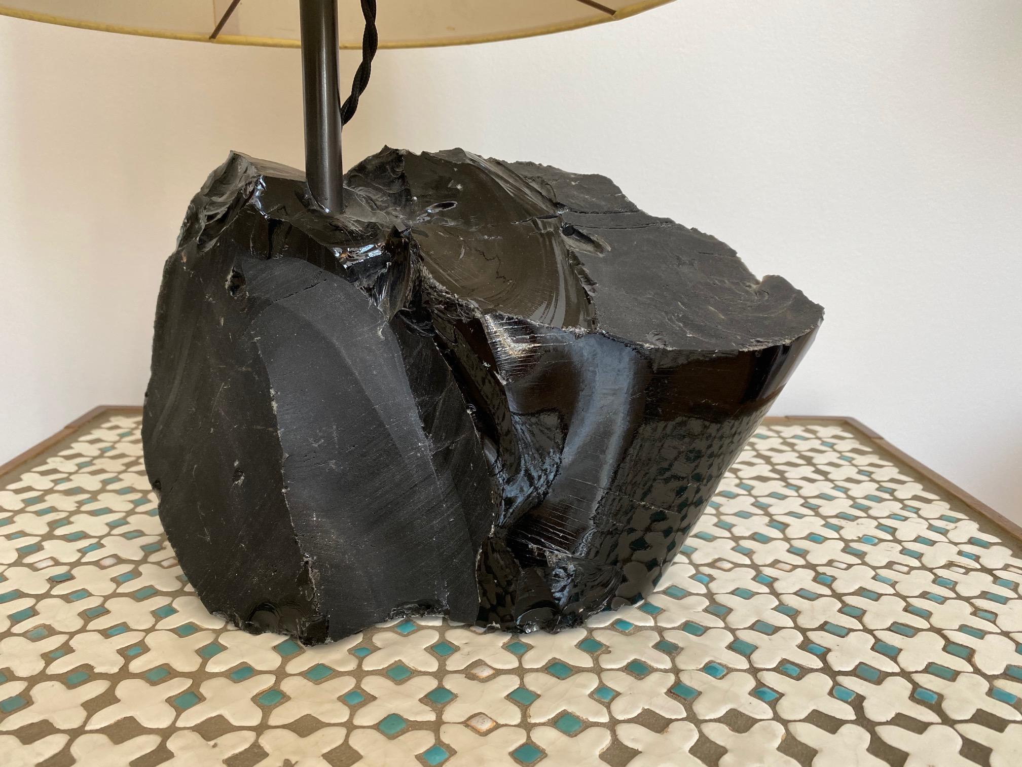 black stone lamp base