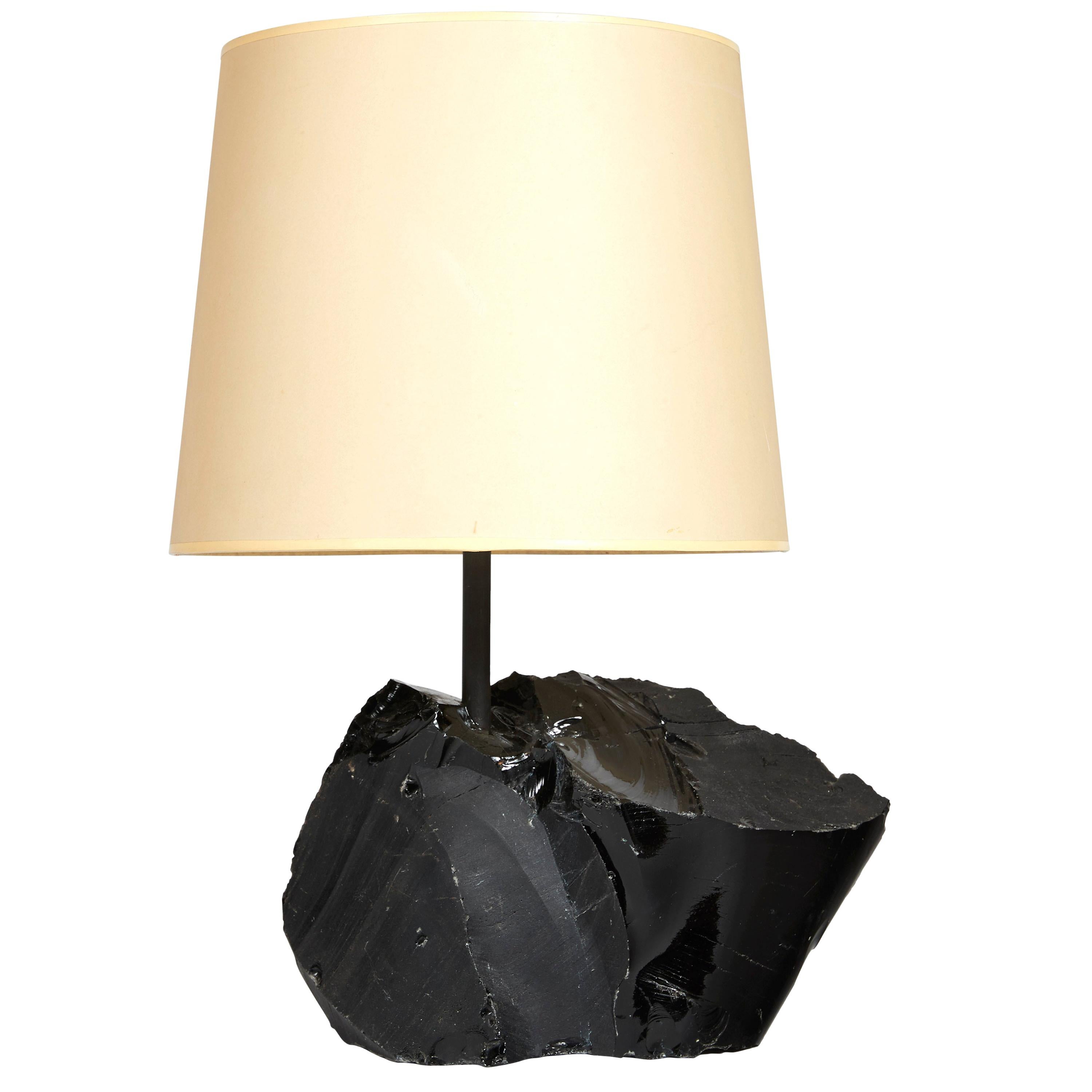 Art Deco Black Obsidian Lamp Base