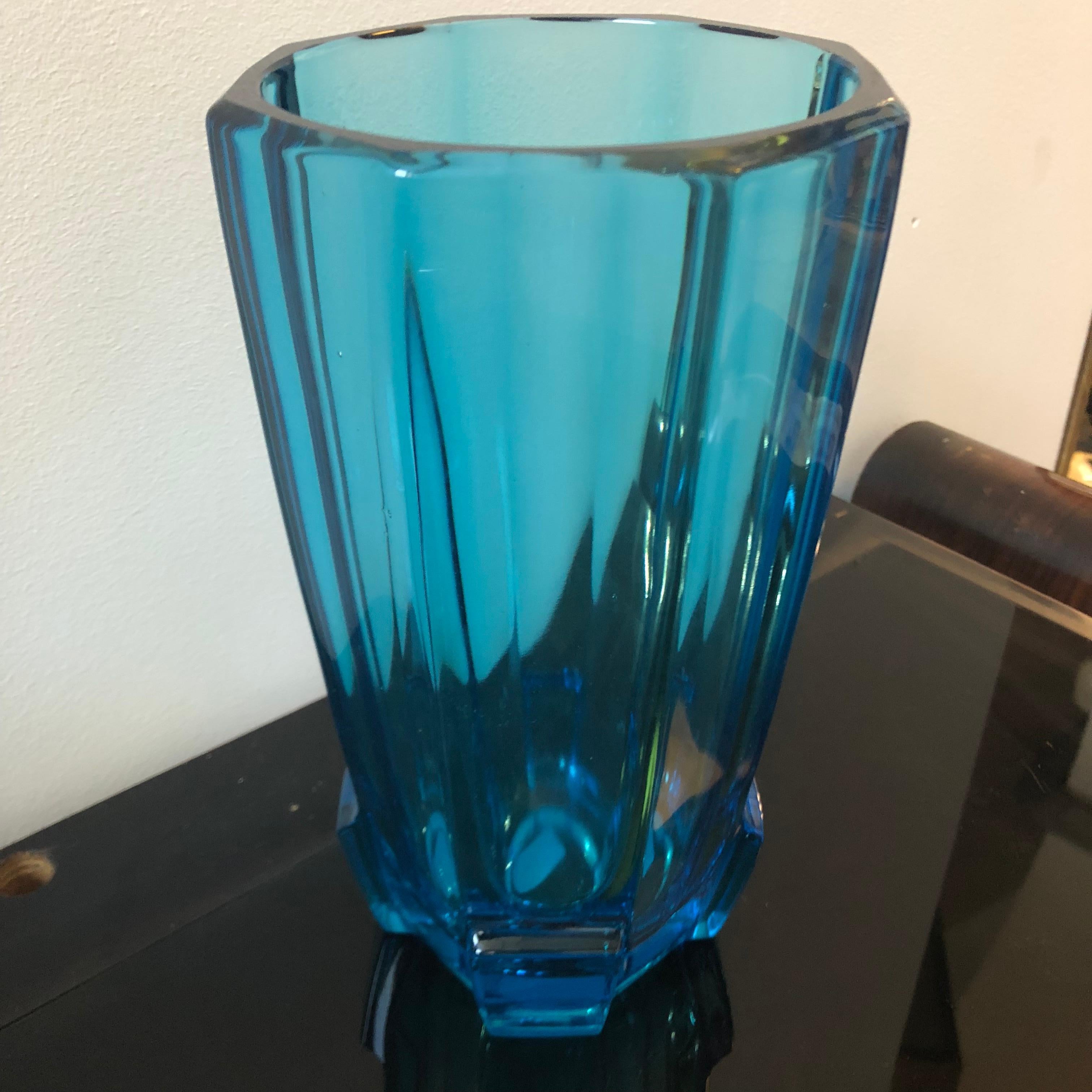Art Deco Blue Glass European Vase, circa 1940 2