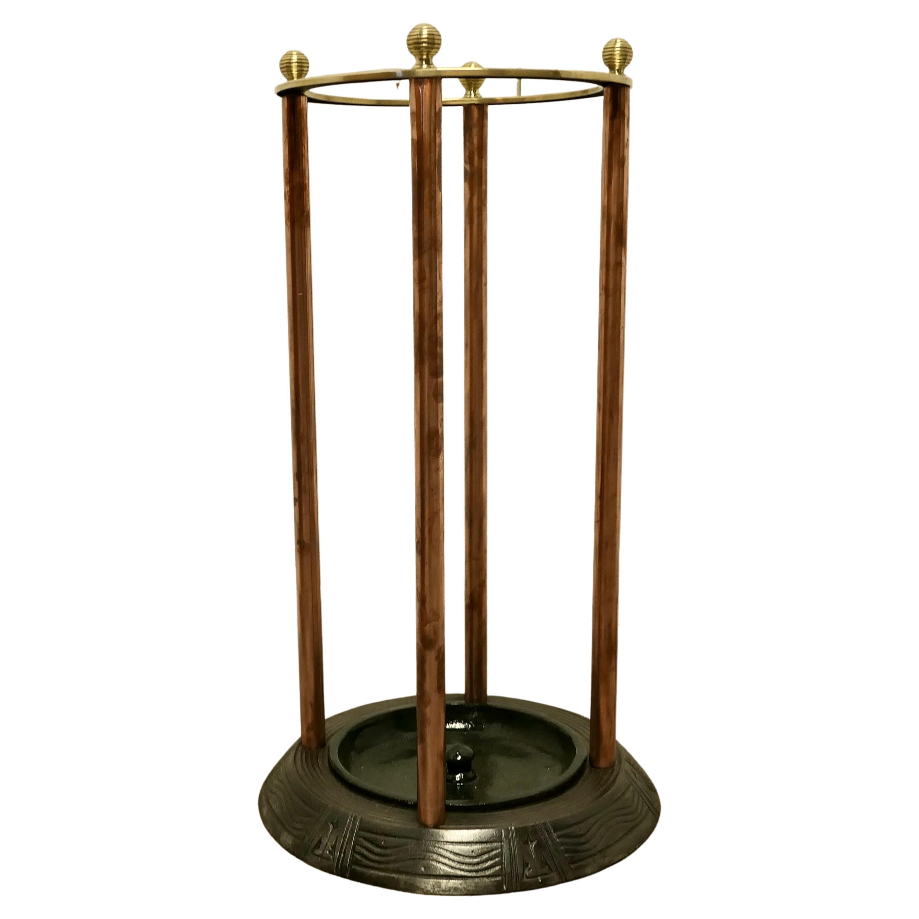 An Art Deco Brass and Cast Iron Nautical Stick or Umbrella Stand