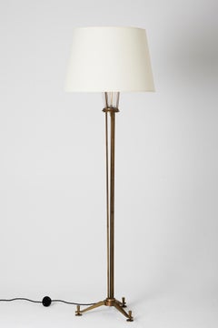 Art Deco Brass and Glass Rods Floor Lamp by Henri Petitot for Atelier Petitot