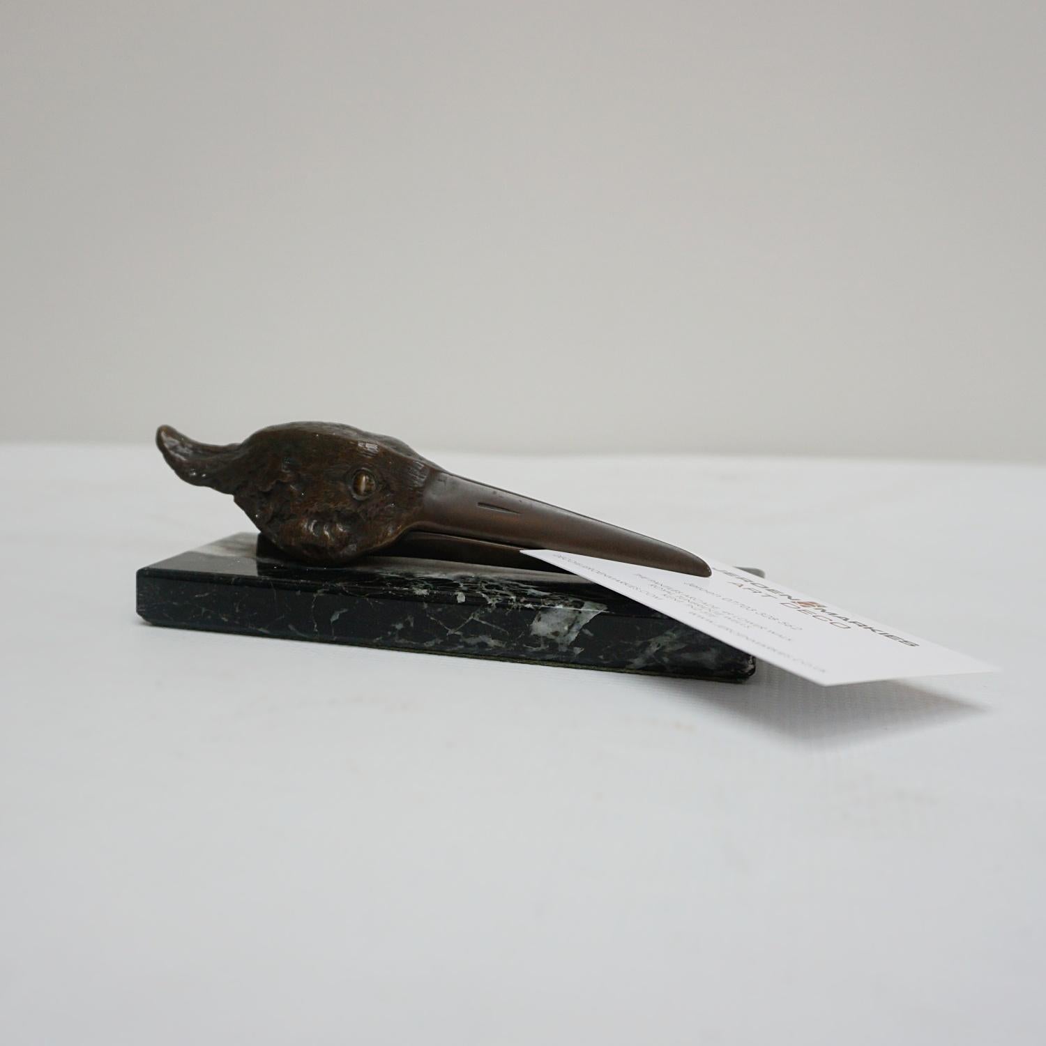 Bronzed Art Deco Bronze Letter Holder Modelled as a Stork English, circa 1930 For Sale