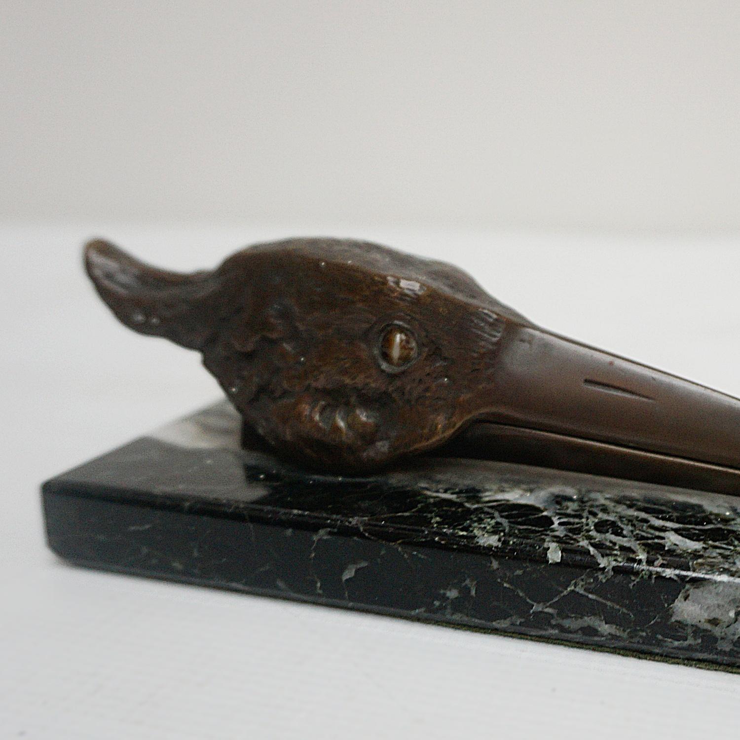 Mid-20th Century Art Deco Bronze Letter Holder Modelled as a Stork English, circa 1930 For Sale