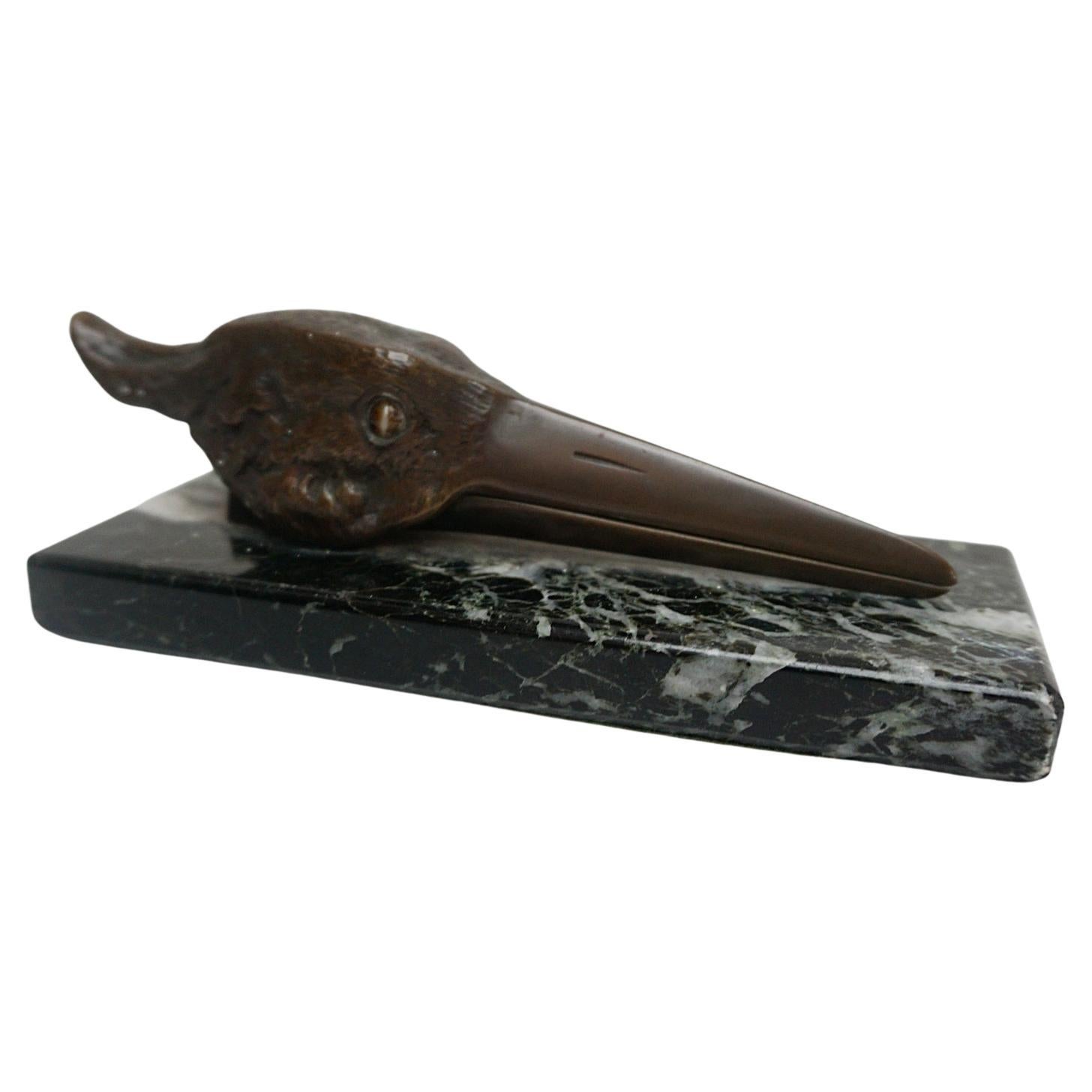 Art Deco Bronze Letter Holder Modelled as a Stork English, circa 1930