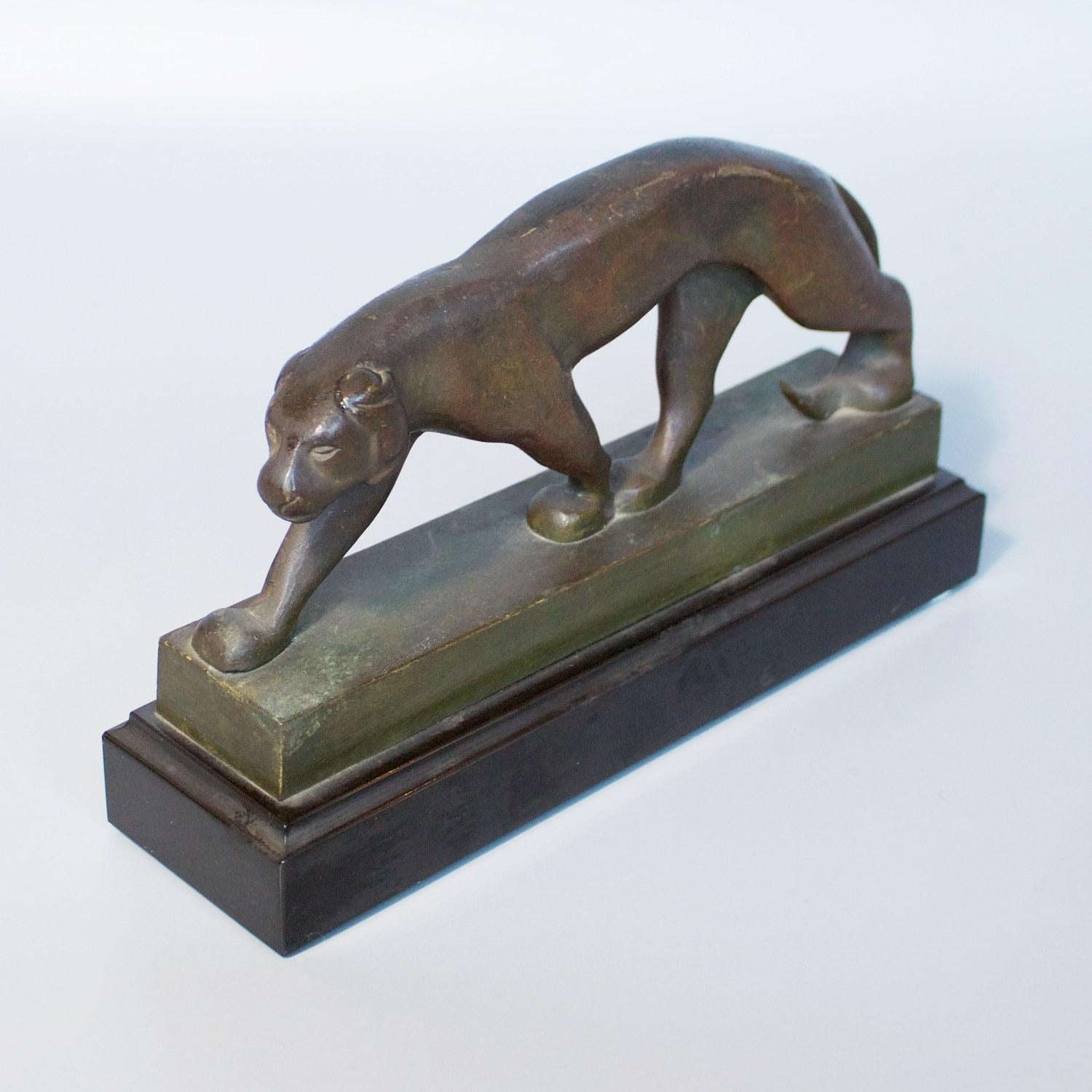 Art Deco Bronze Panther Attributed to Jean Luc French, circa 1930 In Good Condition In Forest Row, East Sussex
