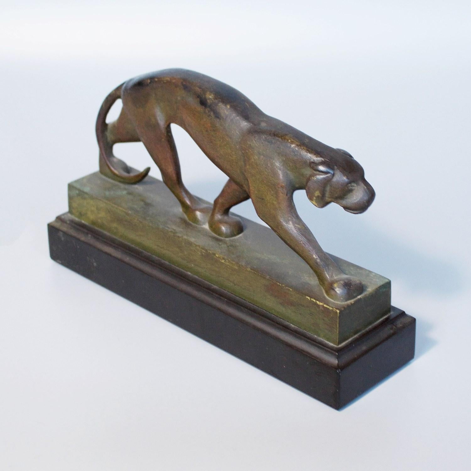 Art Deco Bronze Panther Attributed to Jean Luc French, circa 1930 2