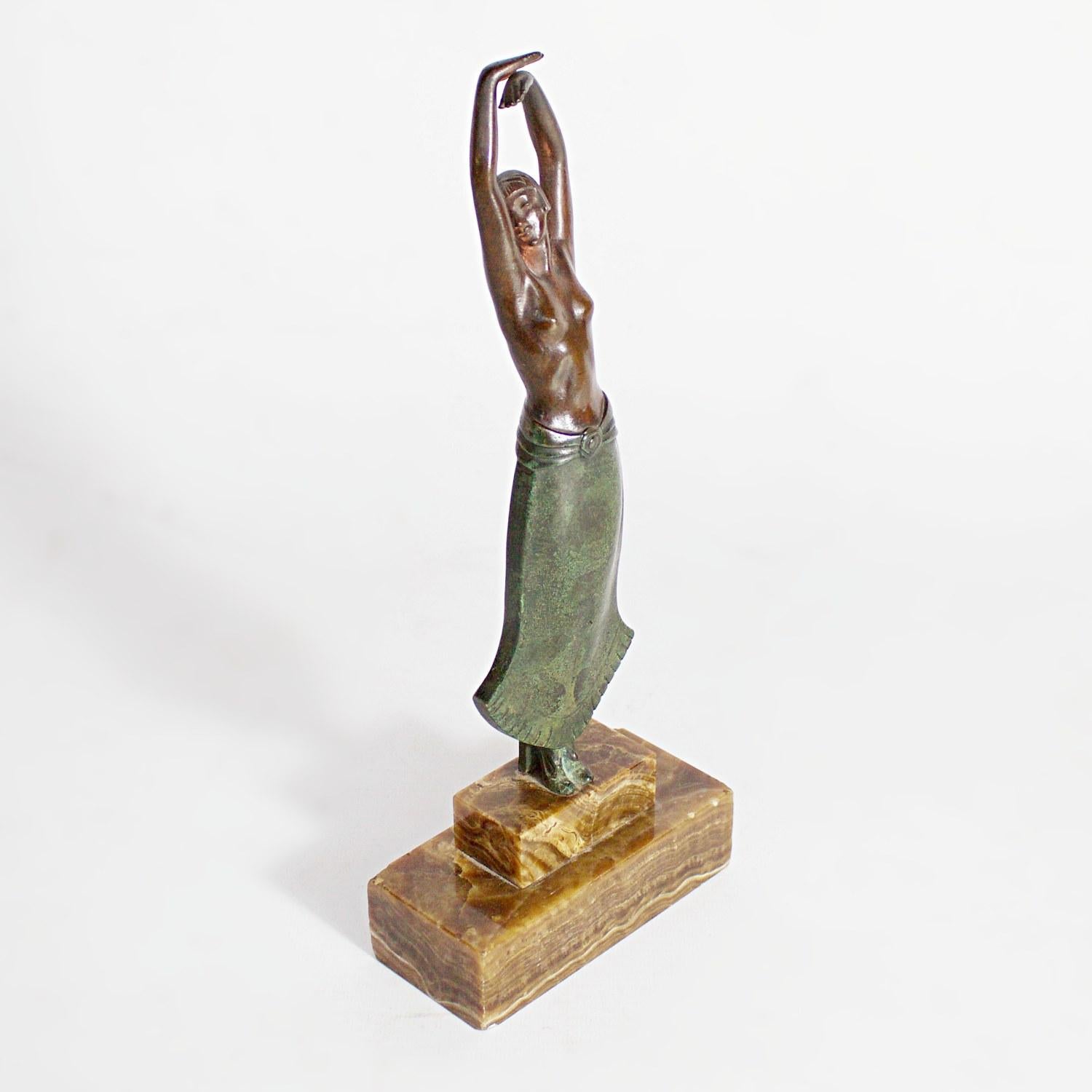 French Art Deco Bronze Sculpture by Pierre Laurel of a Dancing Lady, circa 1925