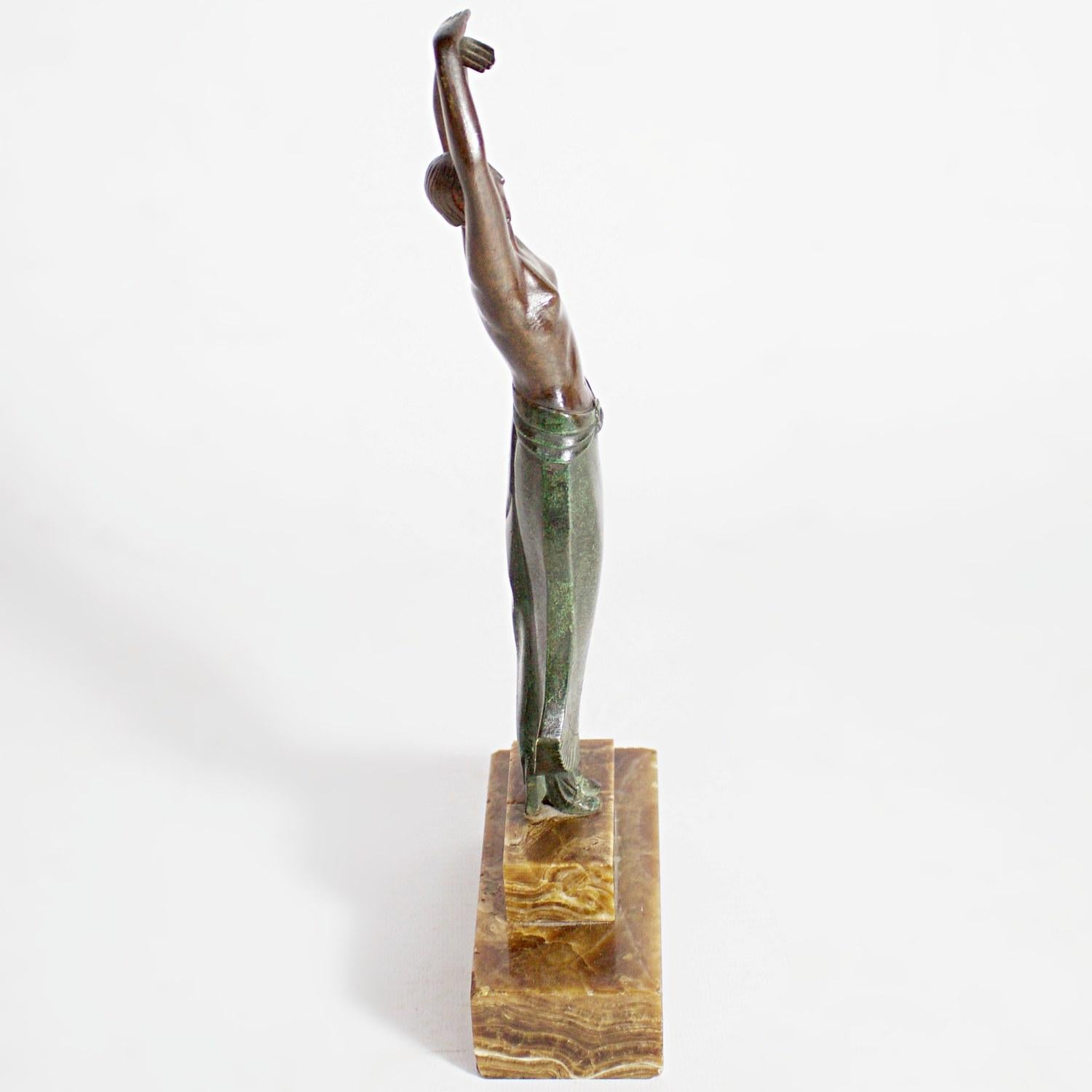 Art Deco Bronze Sculpture by Pierre Laurel of a Dancing Lady, circa 1925 In Good Condition In Forest Row, East Sussex