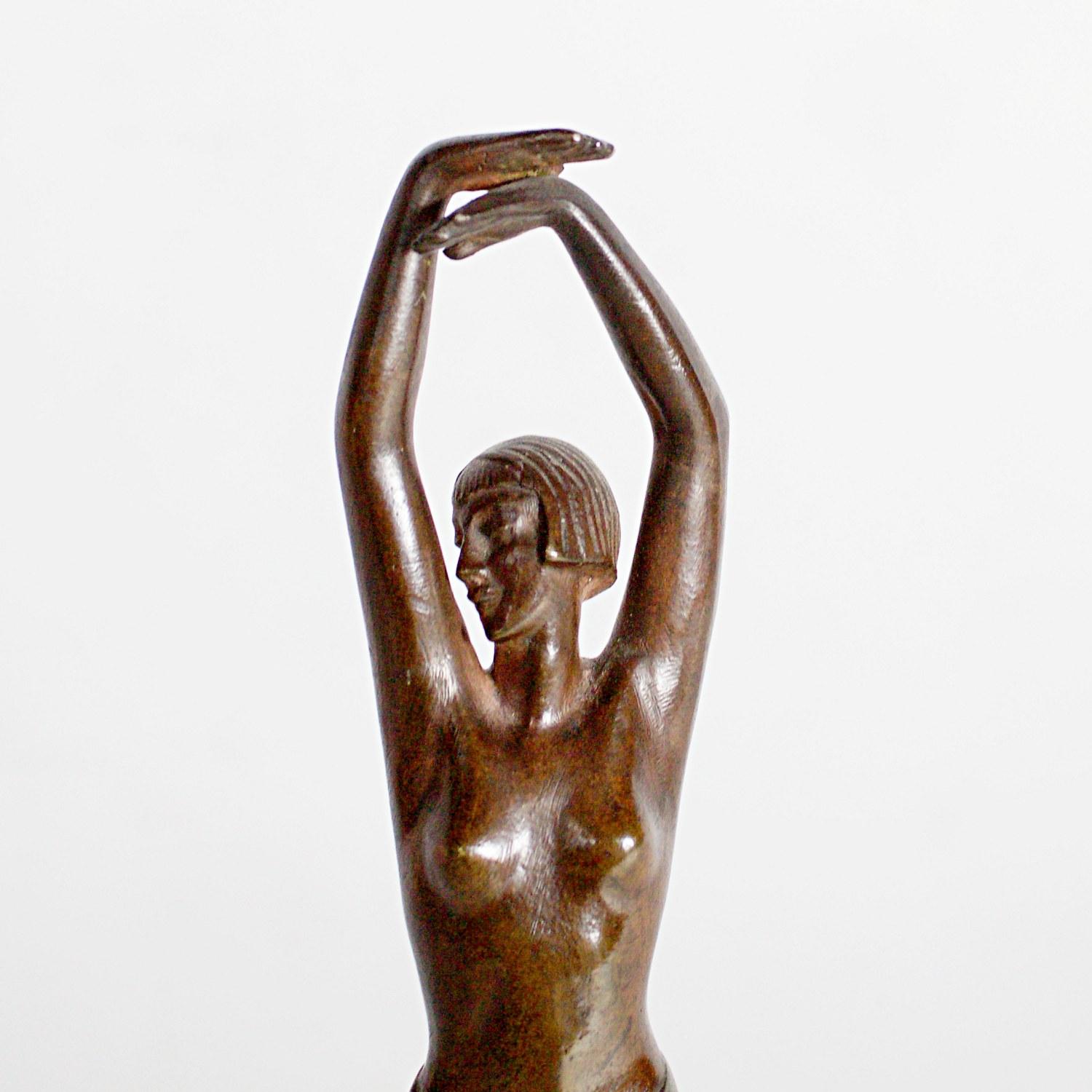 Art Deco Bronze Sculpture by Pierre Laurel of a Dancing Lady, circa 1925 1