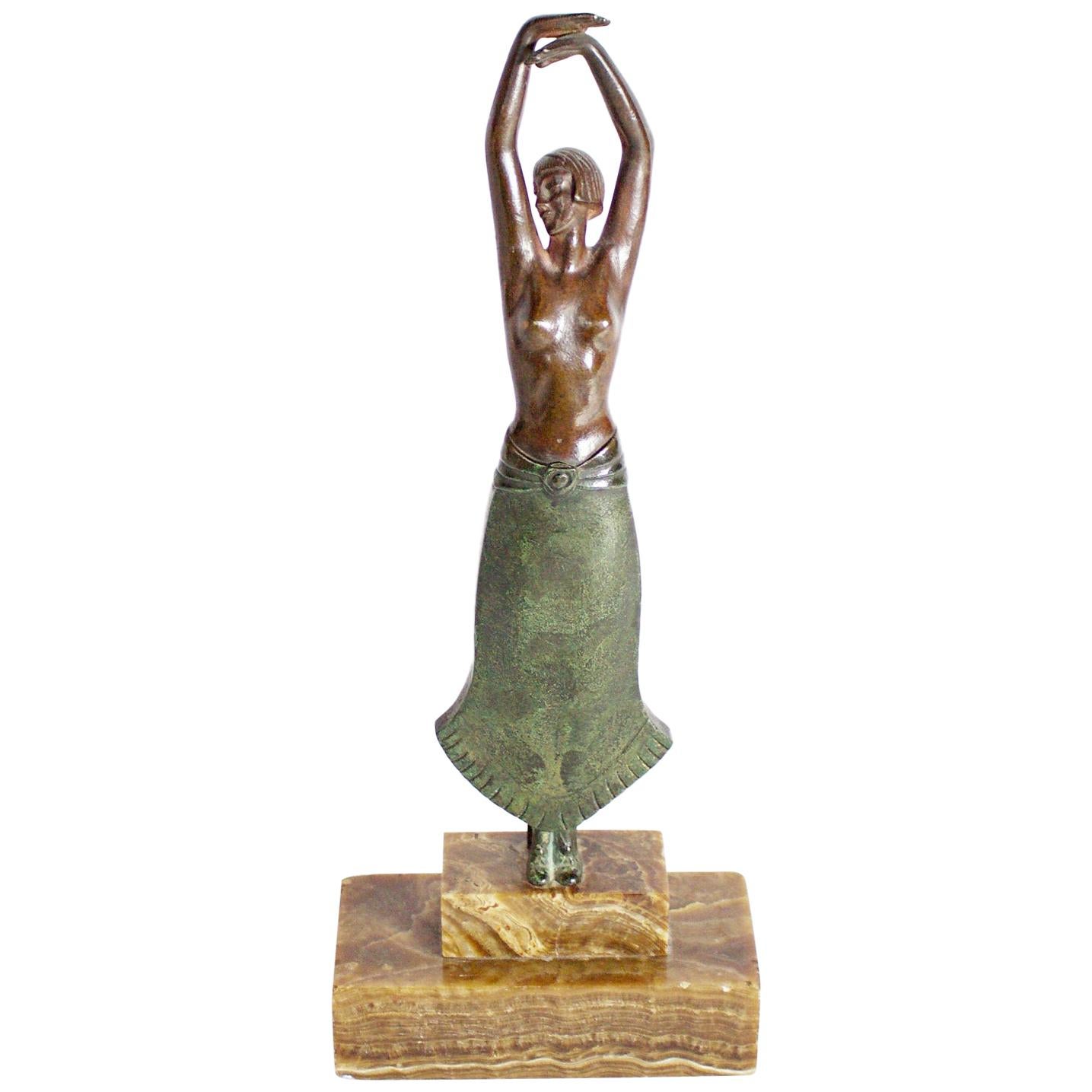 Art Deco Bronze Sculpture by Pierre Laurel of a Dancing Lady, circa 1925
