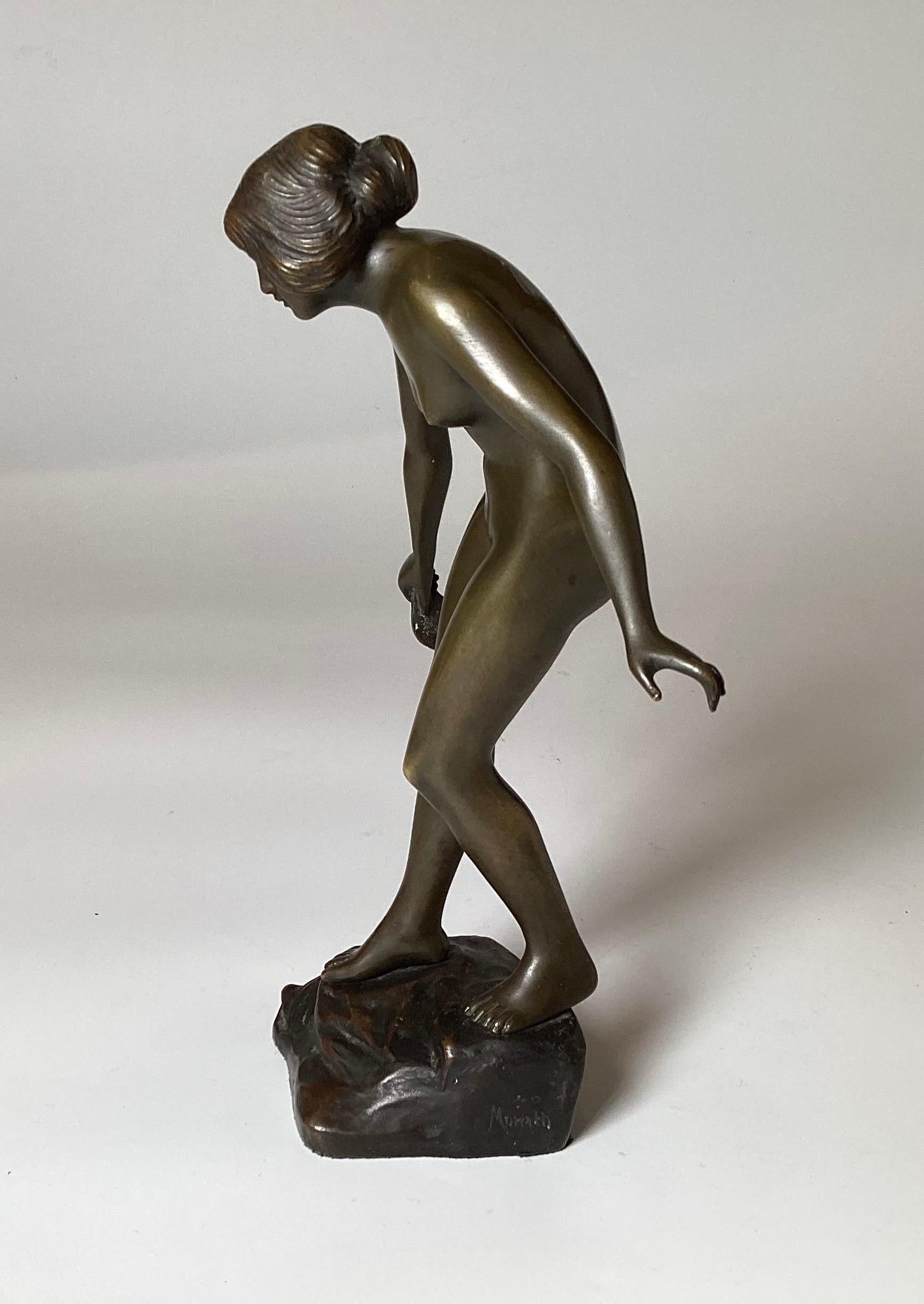 An Art Deco Bronze Sculpture of a Young Woman For Sale 1