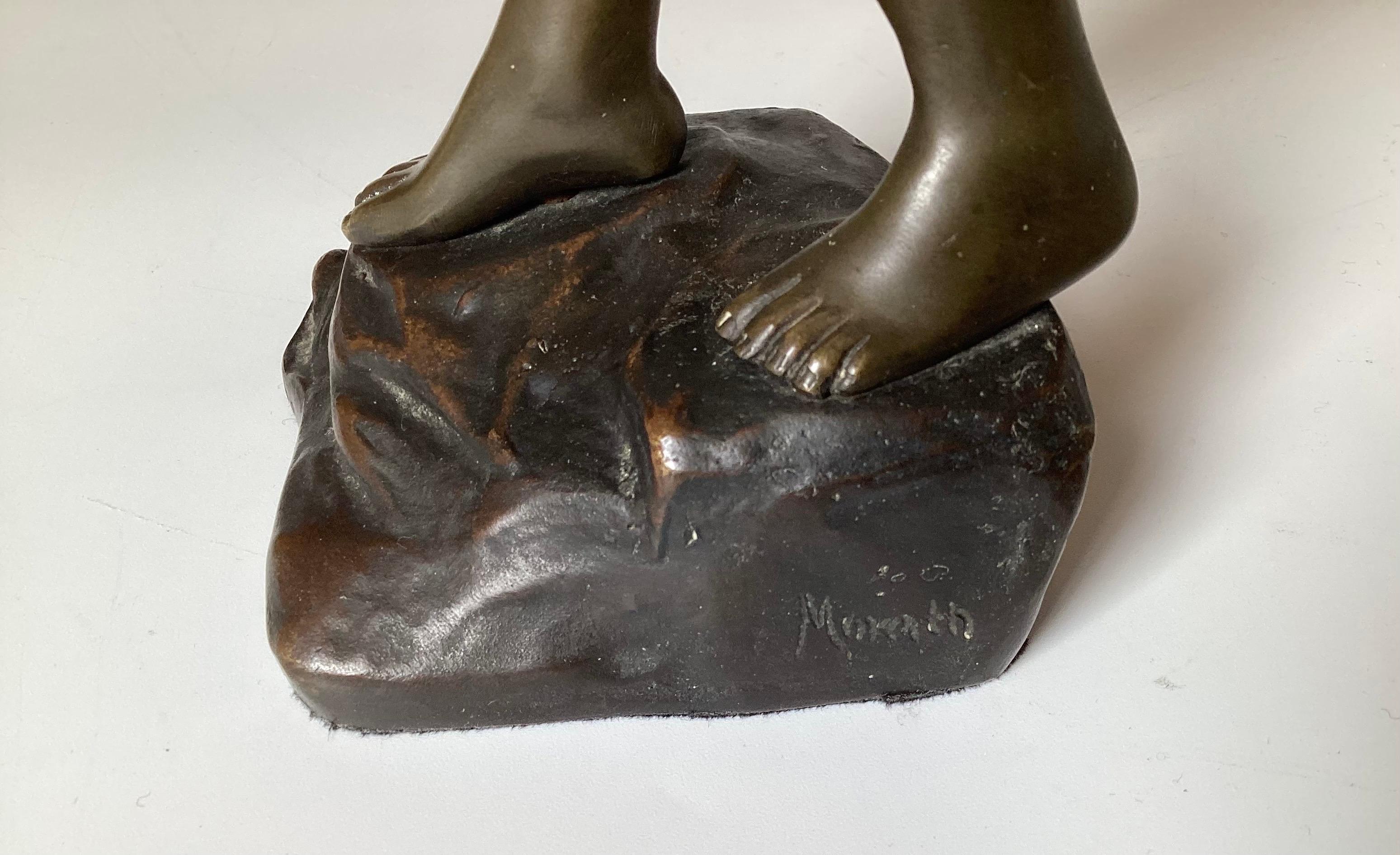 An Art Deco Bronze Sculpture of a Young Woman For Sale 2