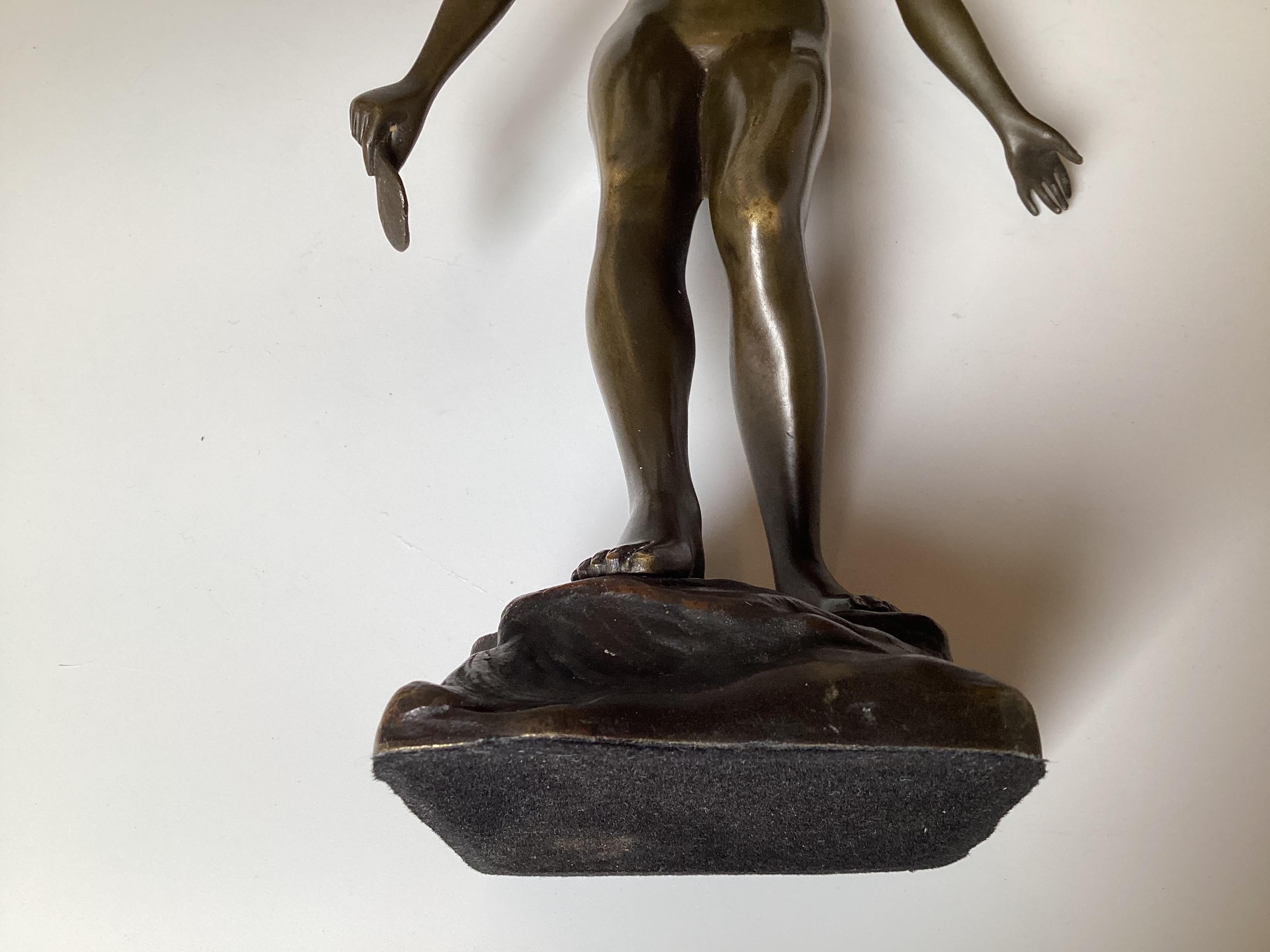 An Art Deco Bronze Sculpture of a Young Woman For Sale 3