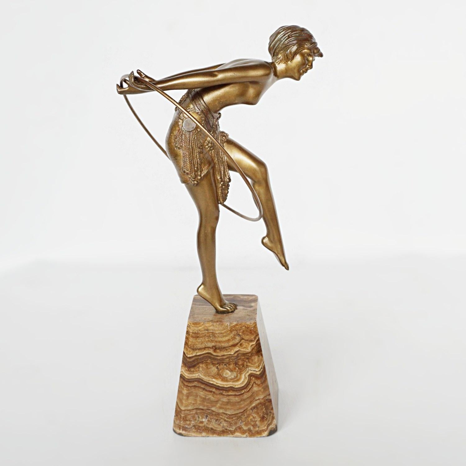 French An Art Deco Bronze Study of a Hoop Dancer by Demétre Chiparus