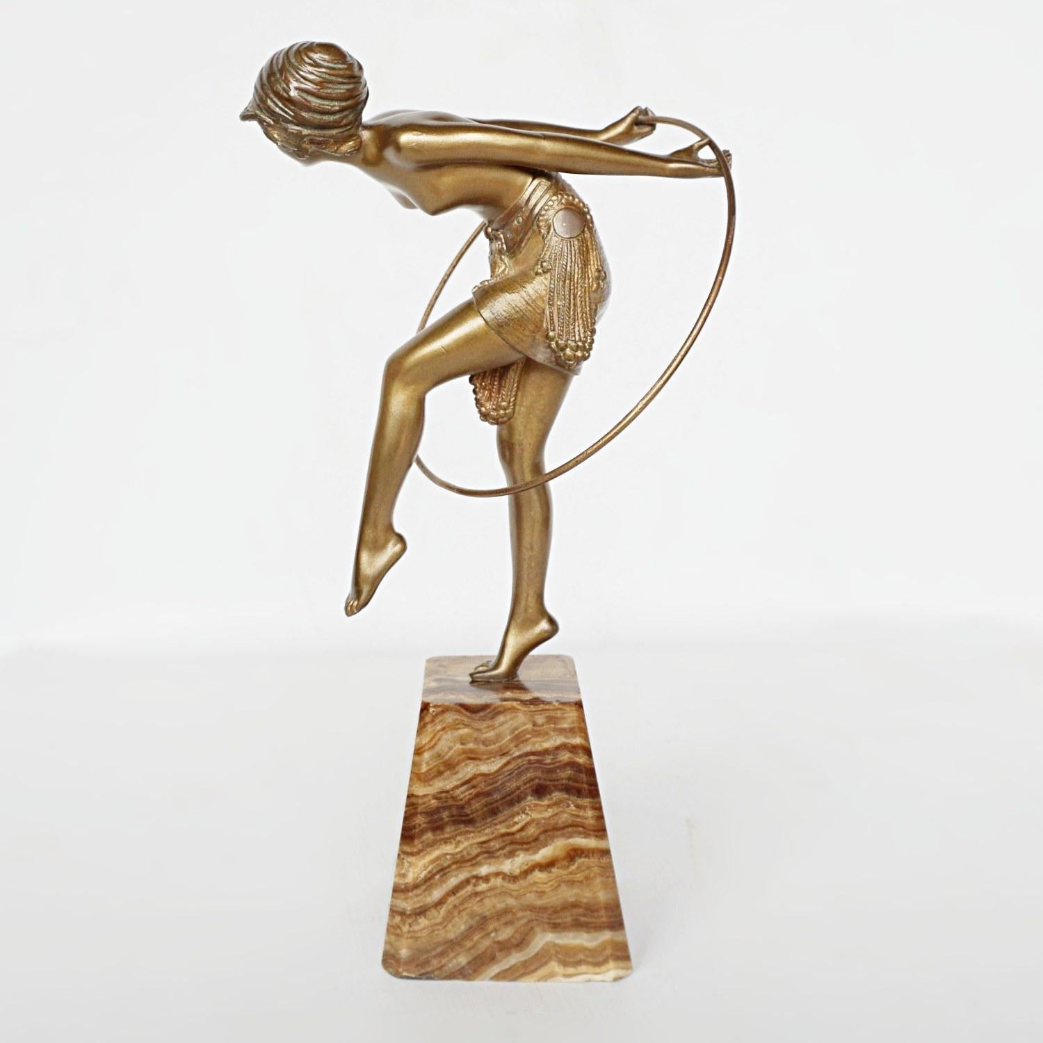 Early 20th Century An Art Deco Bronze Study of a Hoop Dancer by Demétre Chiparus