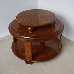 Mesa de centro Art Déco de nogal rebabas de De Coene de Frères