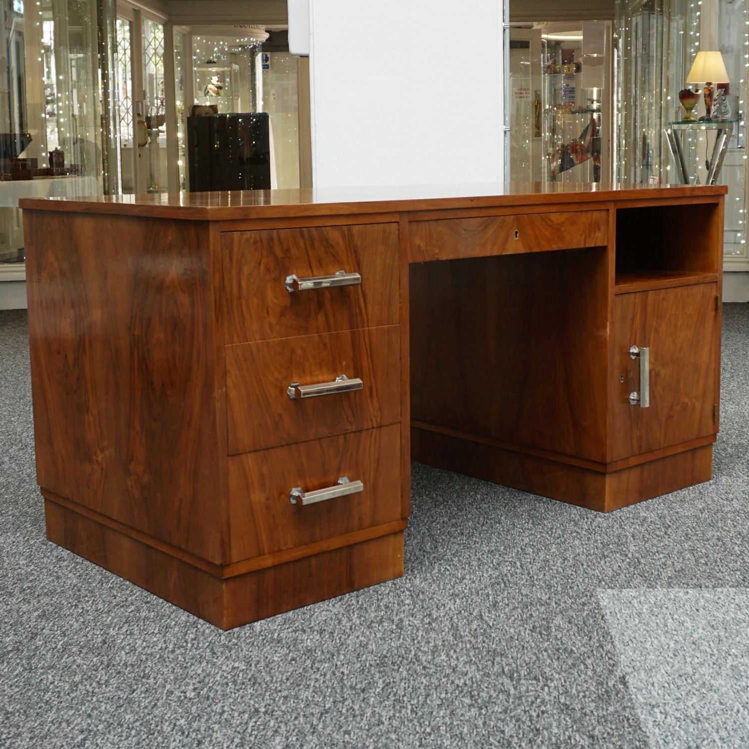 Art Deco Burr Walnut Desk 1