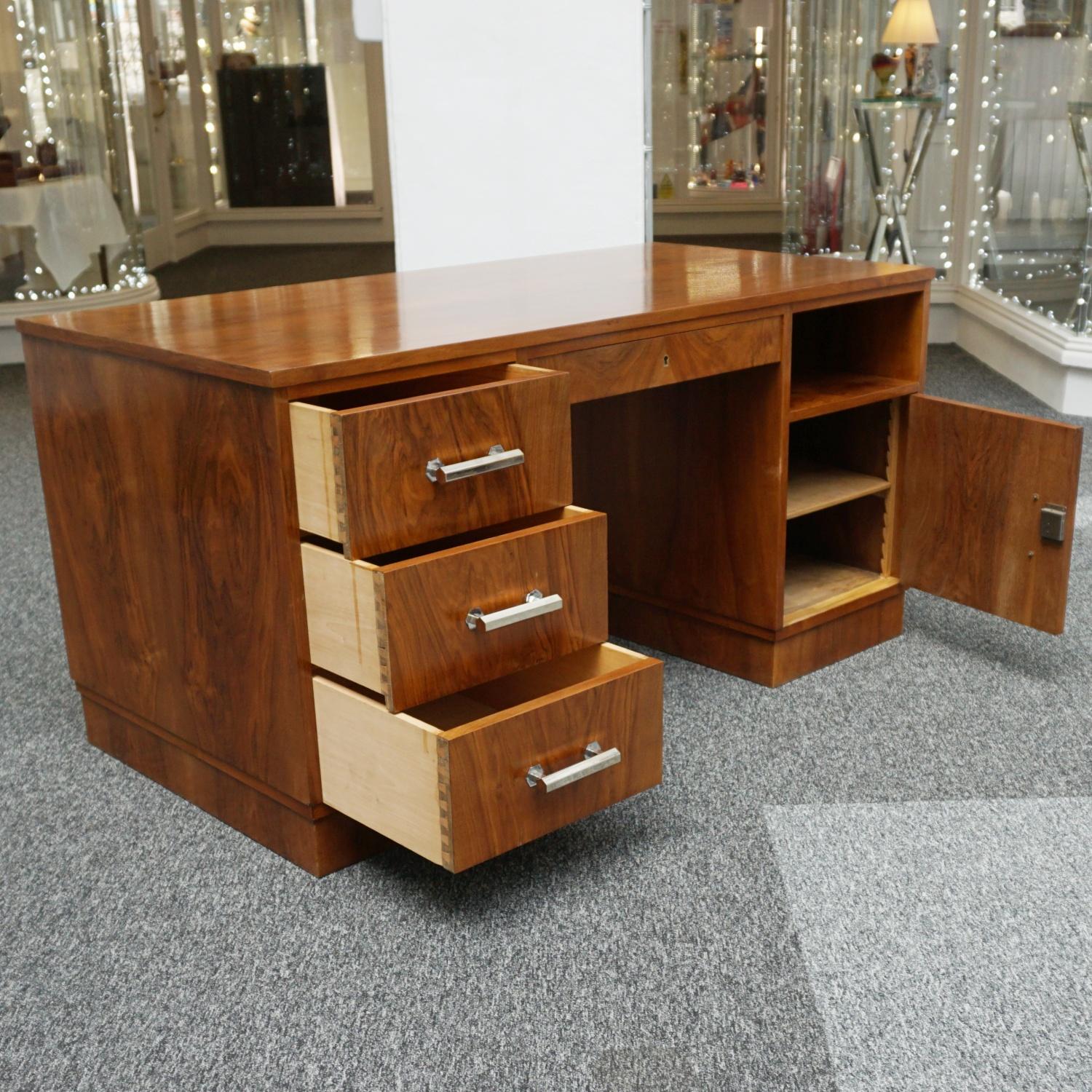 Art Deco Burr Walnut Desk 2