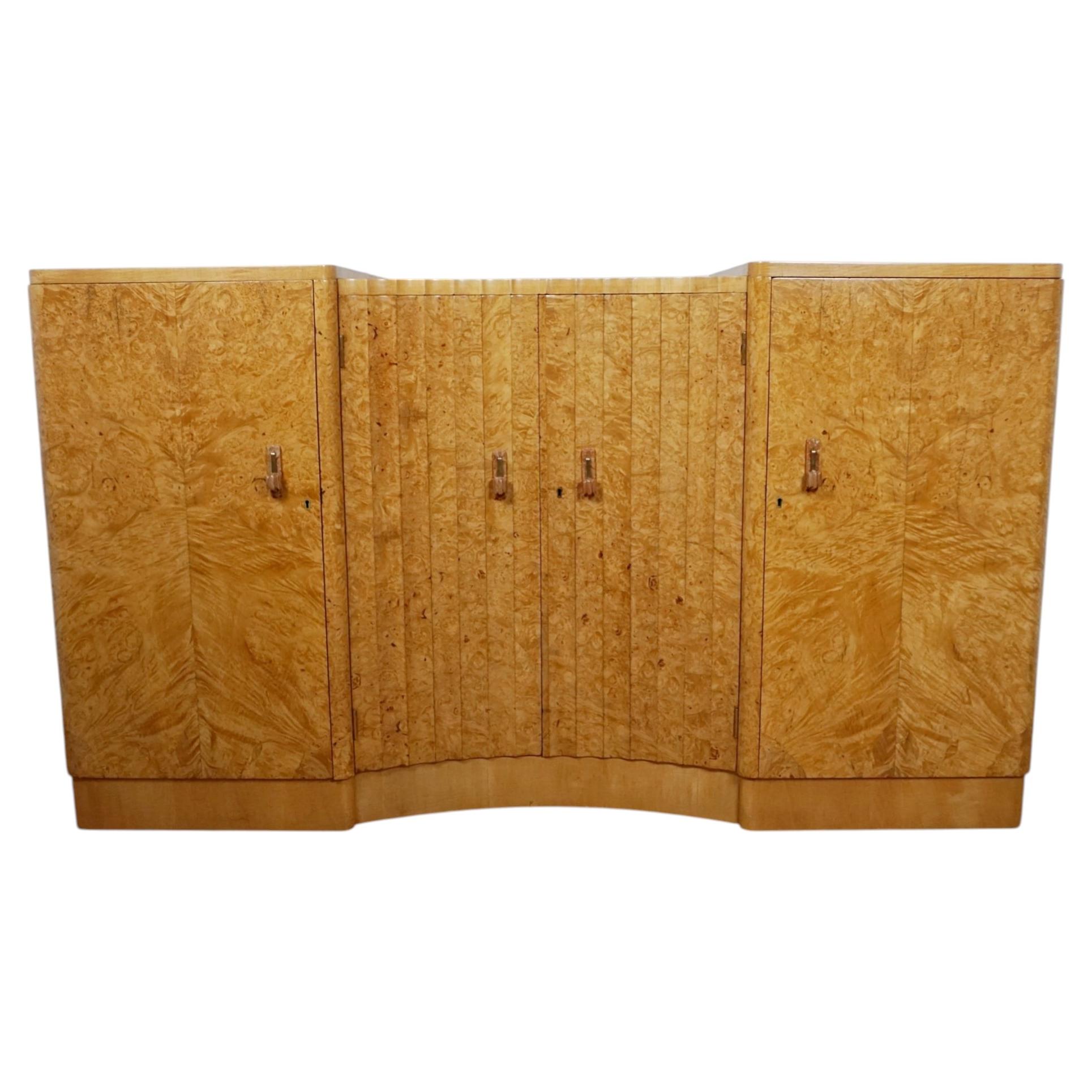 An Art Deco Burr Walnut Sideboard