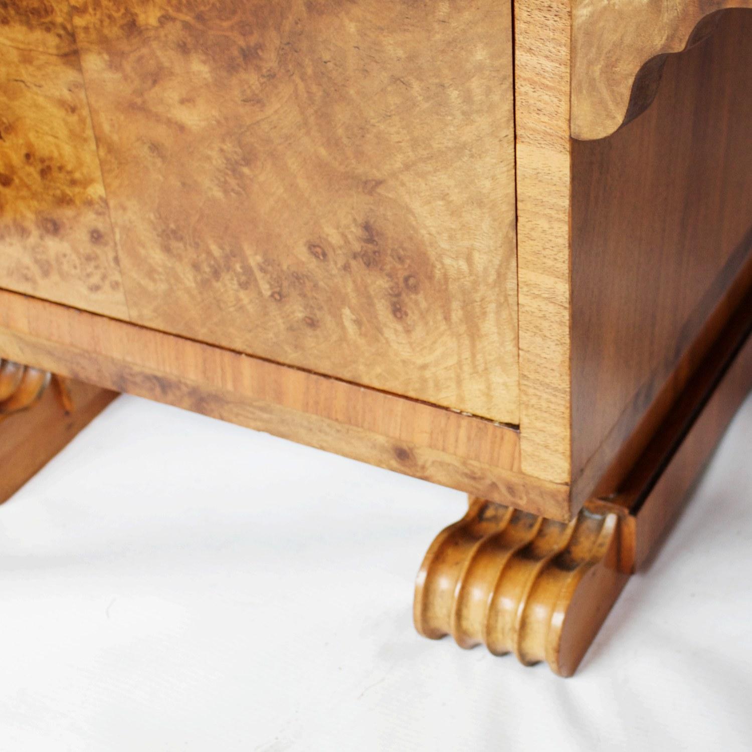 Mahogany Art Deco Burr Walnut Veneered Sideboard, English, circa 1930