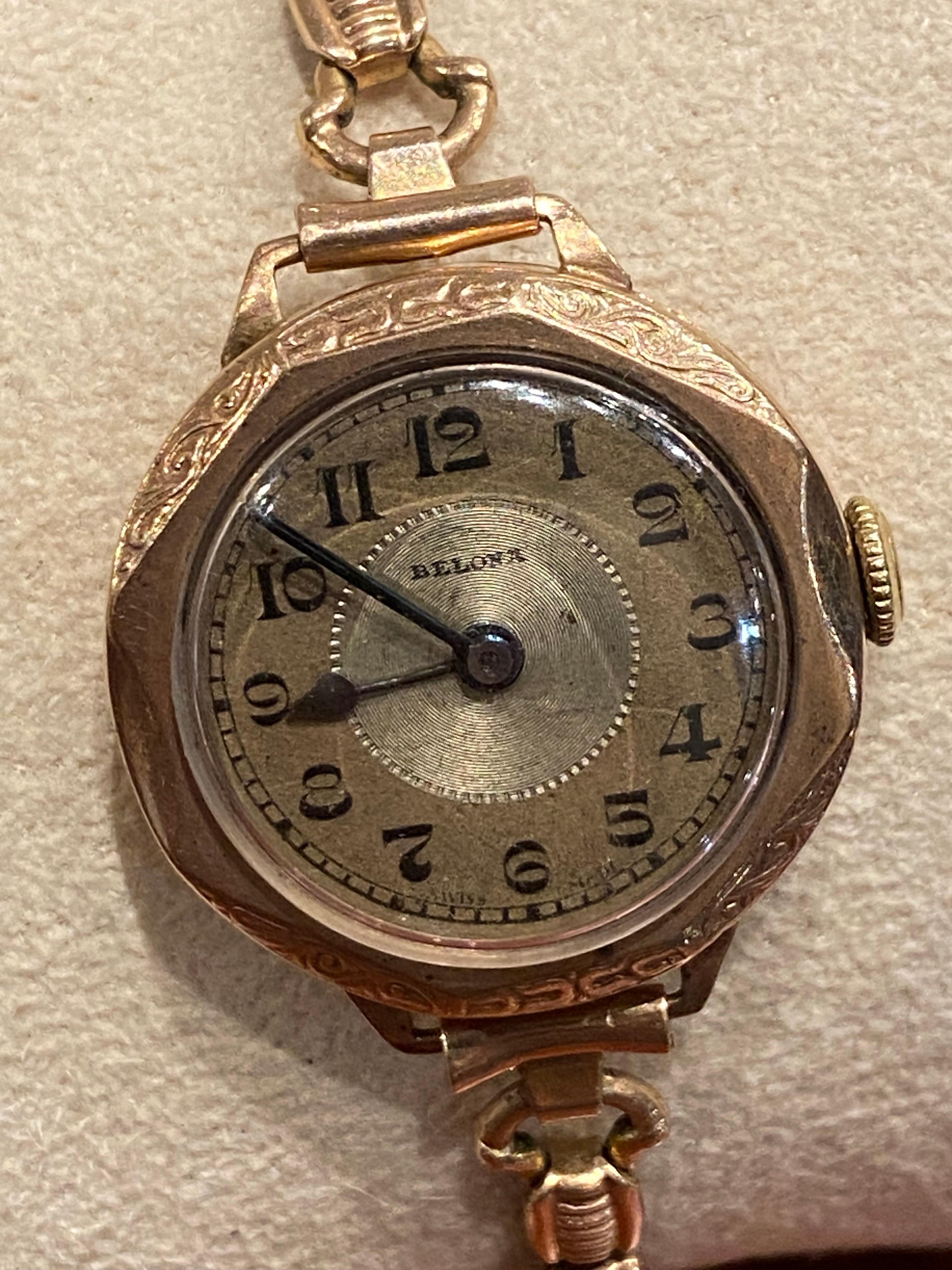 Art Deco An Art-Deco c1920's 9K Rose Gold Octagonal 26mm Case Belona Ladies' Dress Watch