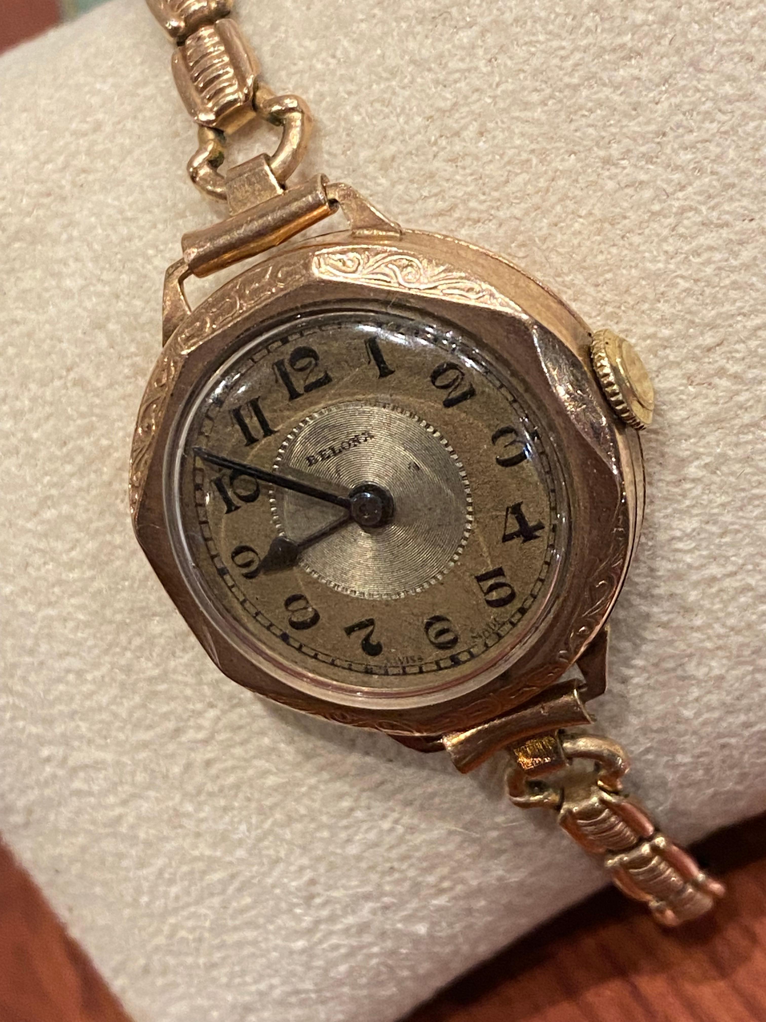 An Art-Deco c1920's 9K Rose Gold Octagonal 26mm Case Belona Ladies' Dress Watch In Excellent Condition In MELBOURNE, AU