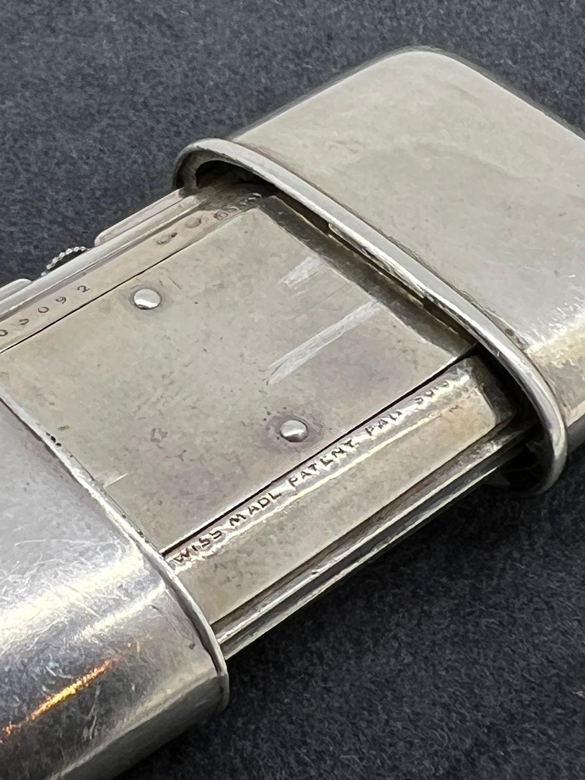 An Art-Deco c1925 Movado 935 Silver Chronometer Swiss Travel Clock In Excellent Condition For Sale In MELBOURNE, AU