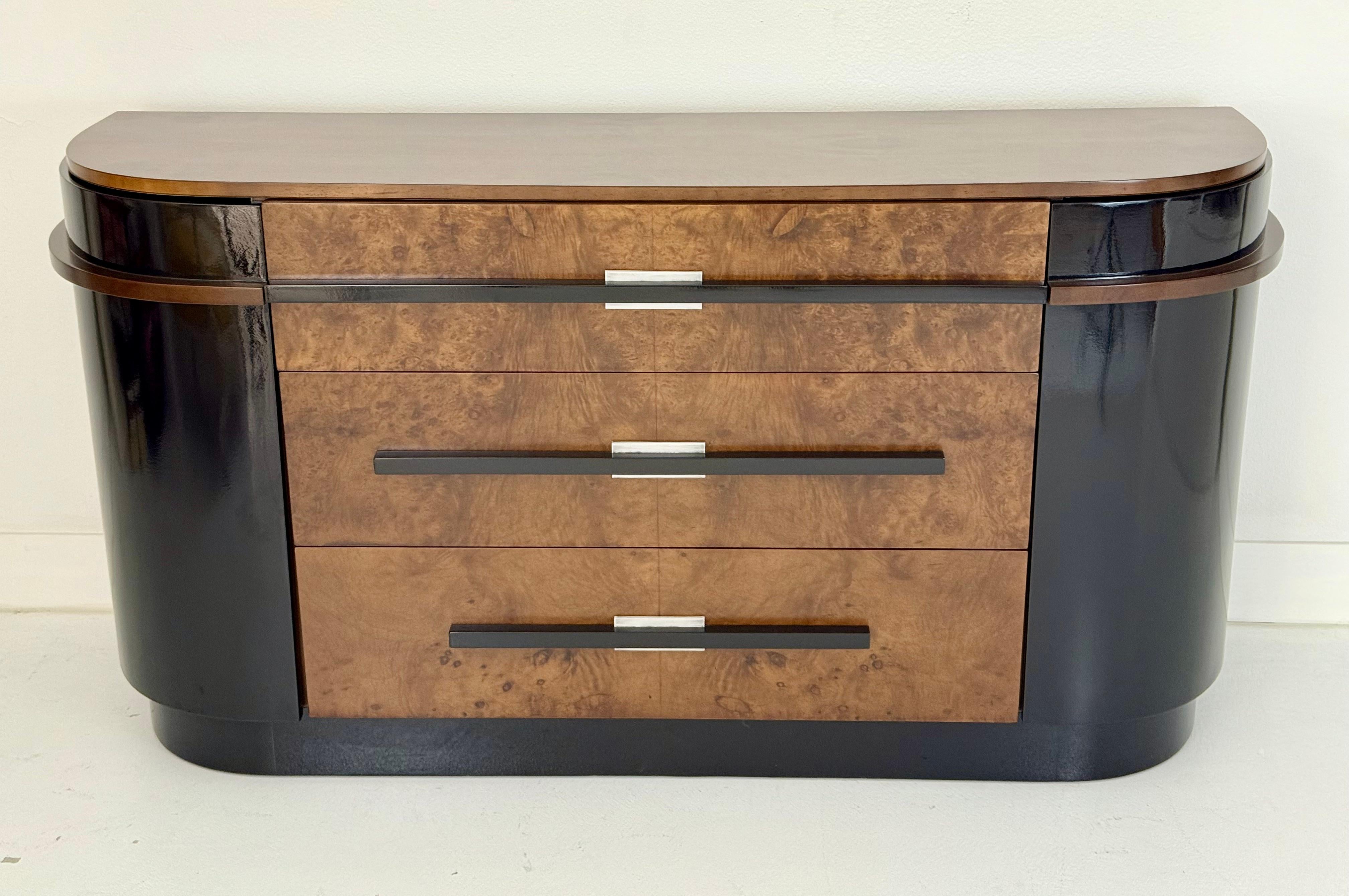An exceptional and rare example of early American modernist design, this Art Deco cabinet was created by pioneering industrial designer Donald Deskey for the Hamilton Manufacturing Company of Milwaukee, circa 1930. Celebrated for his groundbreaking