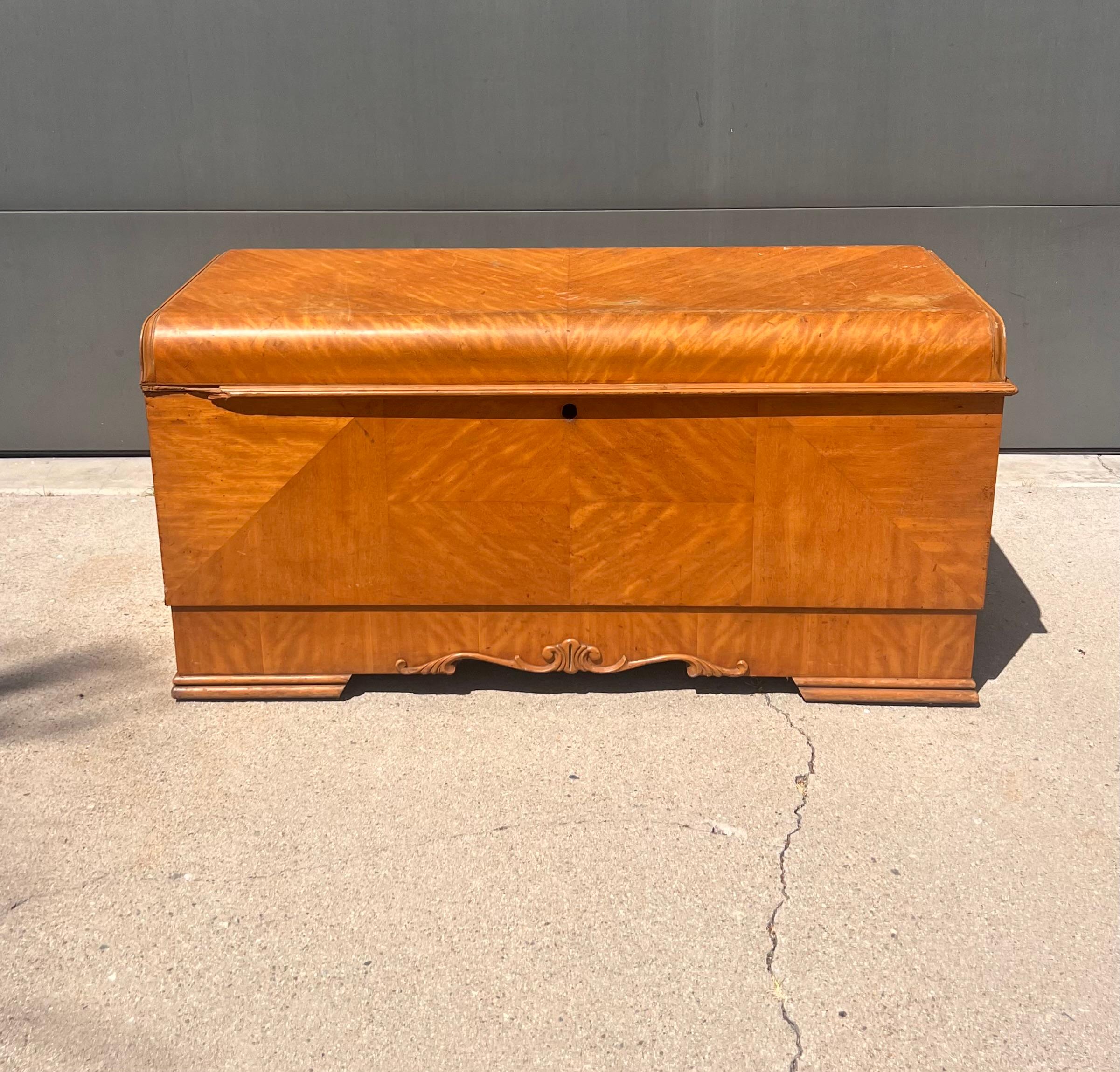 An art deco cedar waterfall chest by Lane, circa 1950 6