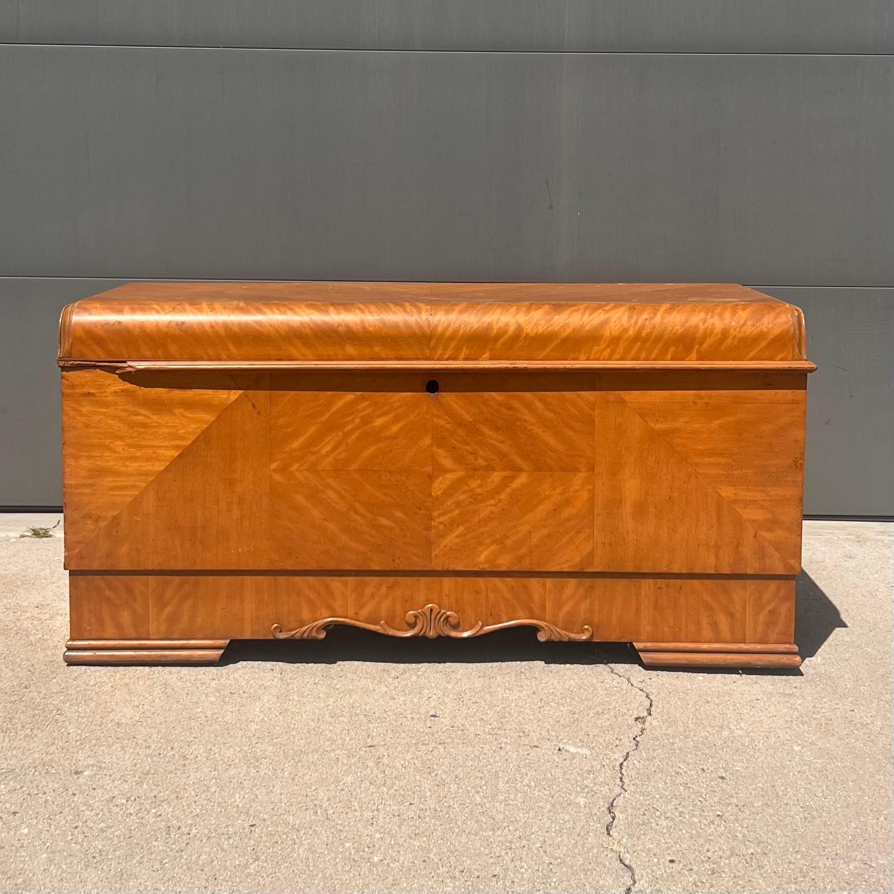 An art deco cedar waterfall chest by Lane, circa 1950 9