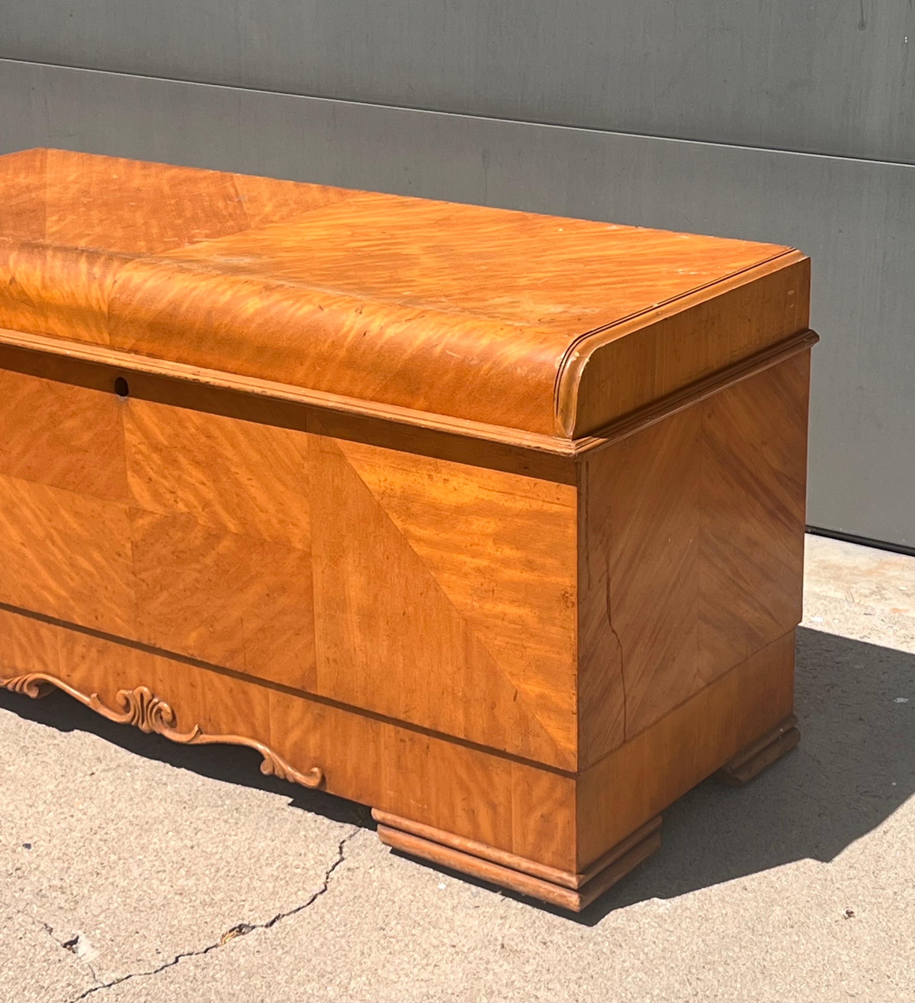 Art Deco An art deco cedar waterfall chest by Lane, circa 1950