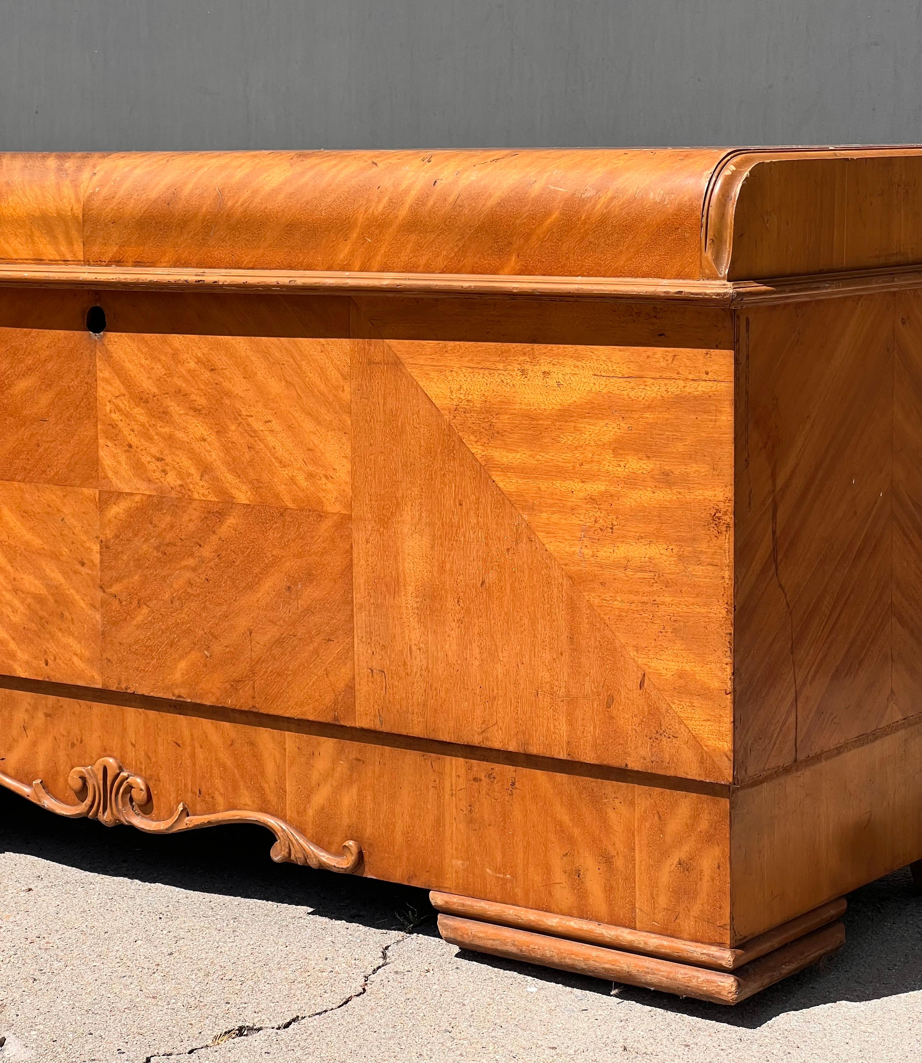 American An art deco cedar waterfall chest by Lane, circa 1950