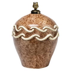 Art Deco Ceramic Table Lamp Signed under the Base with Pink Glaze Decoration