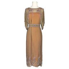 An Art Deco Chiffon dress embroidered with glass beads - France Circa 1920