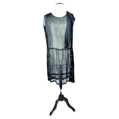 An Art Deco Chiffon Embroidered Dress - France Circa 1925