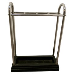 An Art Deco Chrome and Cast Iron Stick Stand or Umbrella Stand