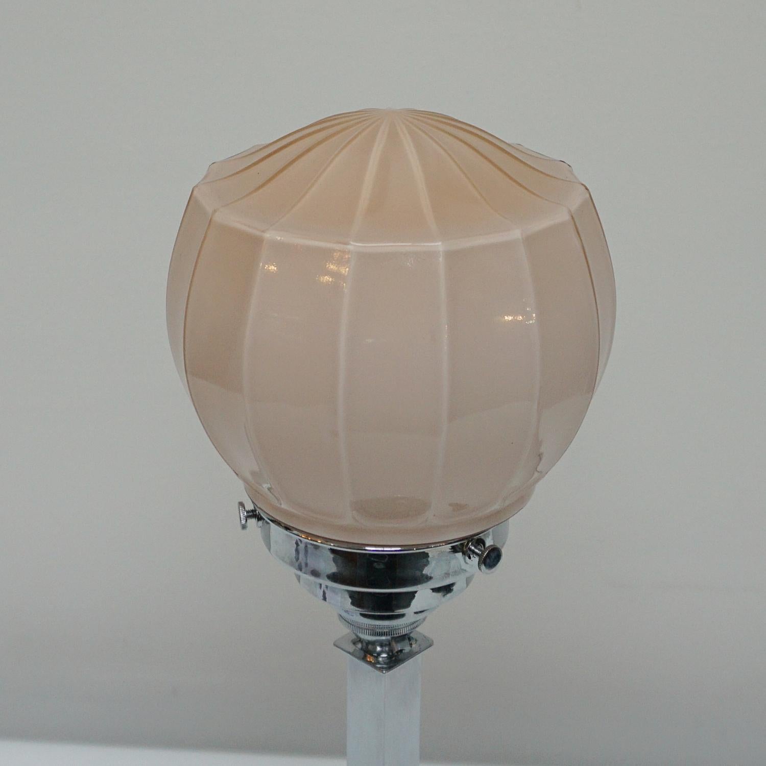 Glass An Art Deco Chromed Table Lamp For Sale