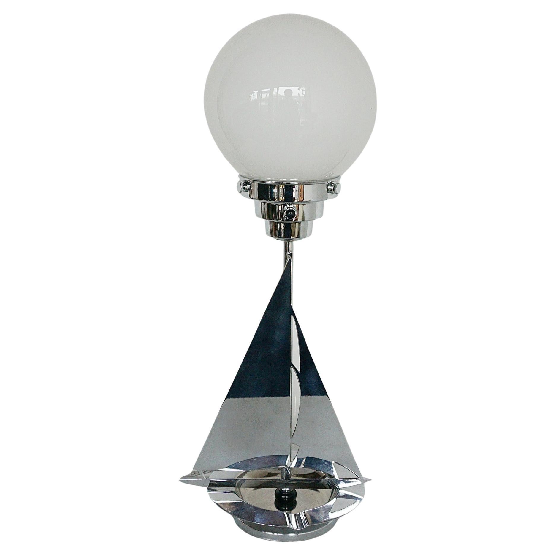 An Art Deco Chromed Yacht Table Lamp