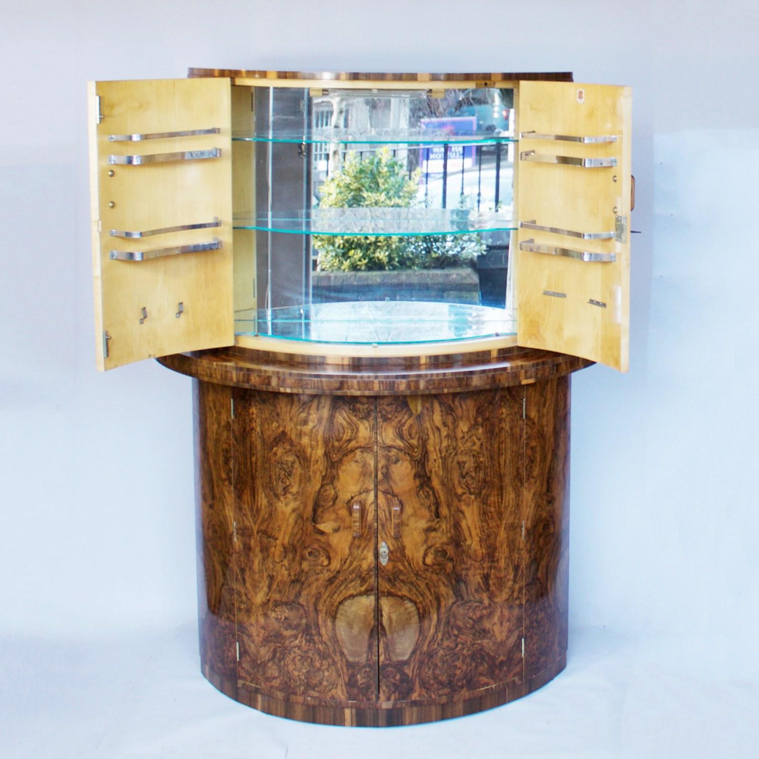 Art Deco Cocktail Cabinet by Gold Feather Products English, circa 1930 2