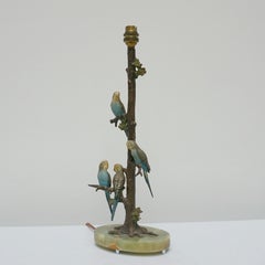 Art Deco Cold Painted Bronze Budgerigar Table Lamp