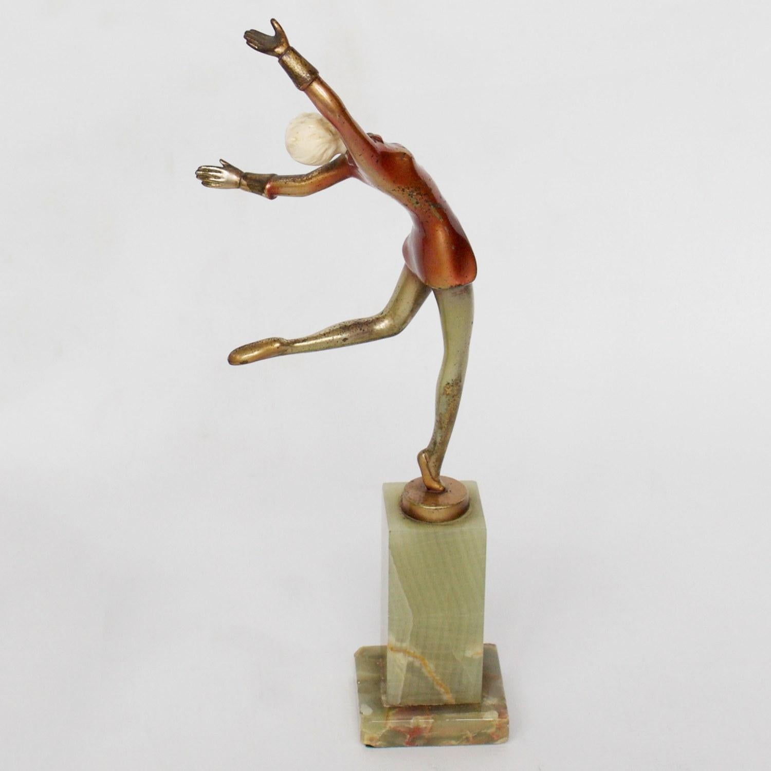 Mid-20th Century Art Deco Cold Painted Bronze Dancer by Josef Lorenzl, Austrian, circa 1930