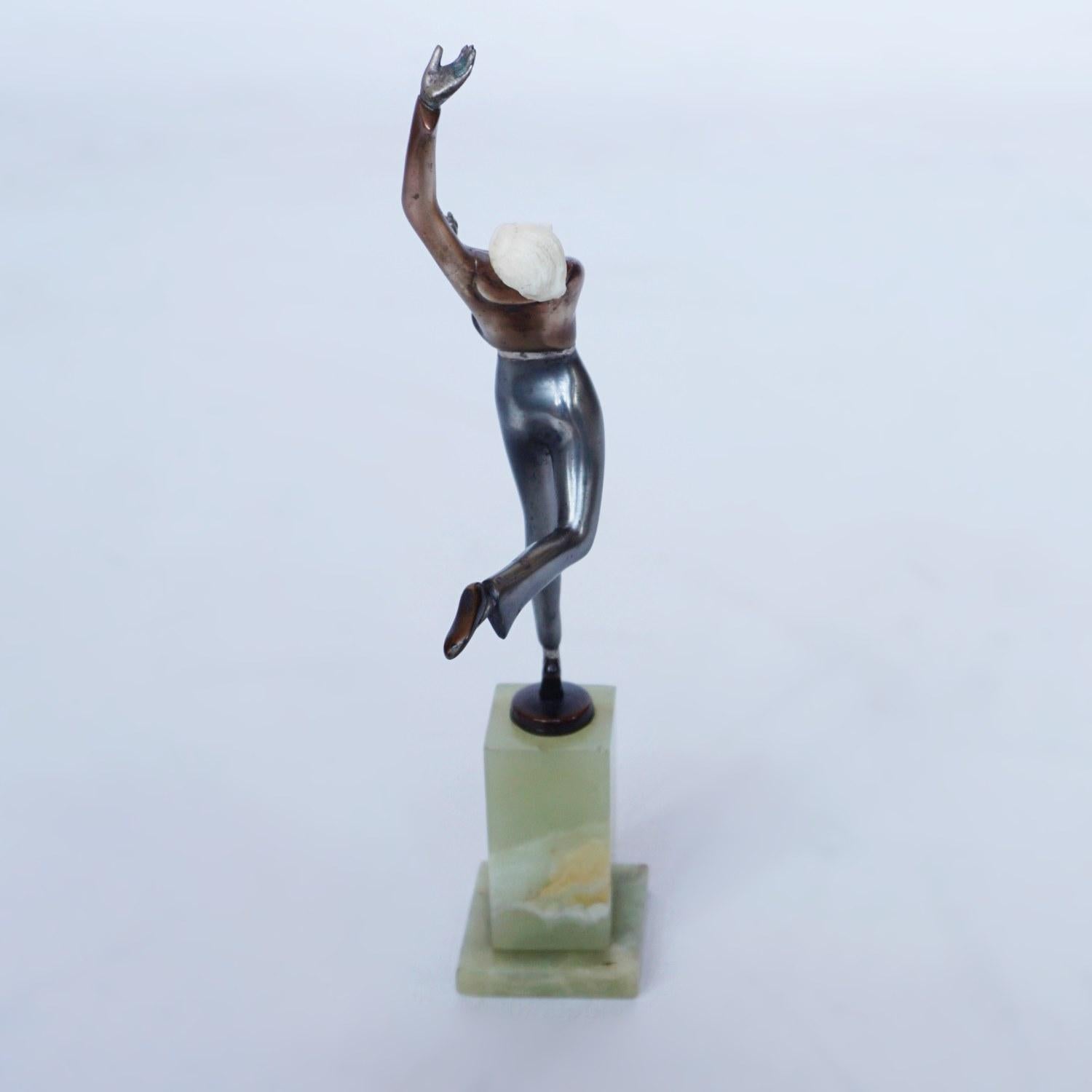 Mid-20th Century Art Deco Cold Painted Bronze Figure by Josef Lorenzl