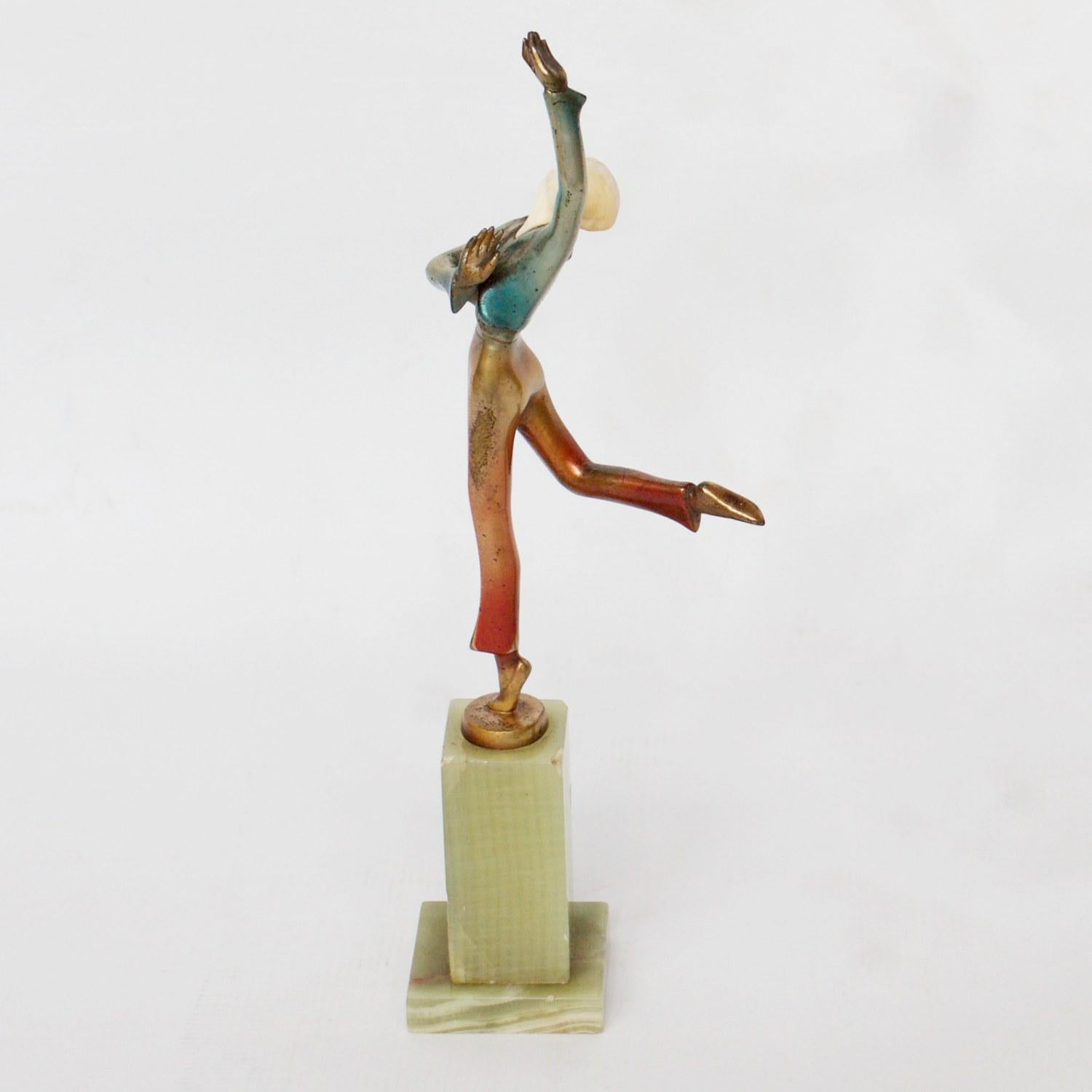 European Art Deco Cold Painted Bronze Sculpture of a Dancer by Josef Lorenzl