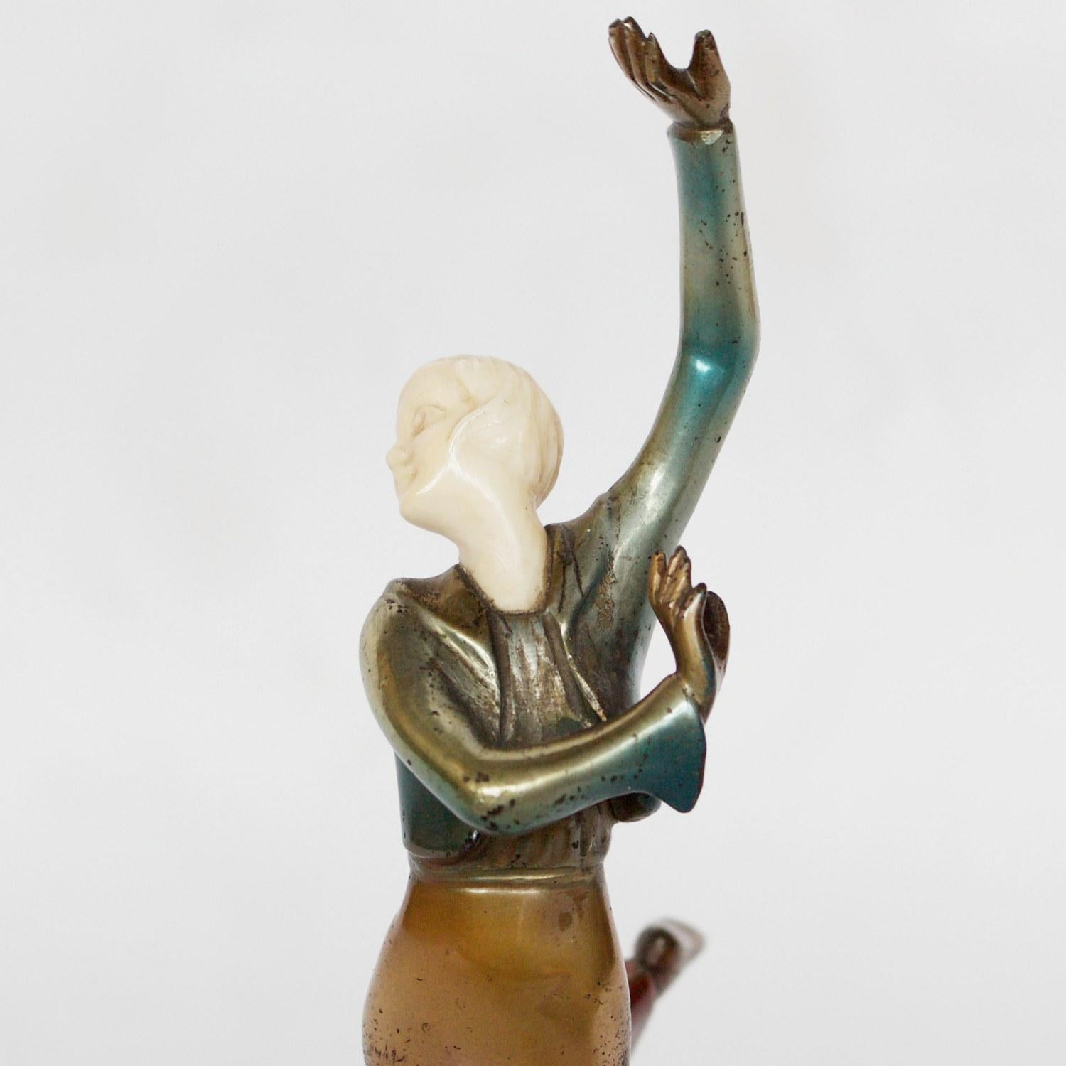 Art Deco Cold Painted Bronze Sculpture of a Dancer by Josef Lorenzl 1