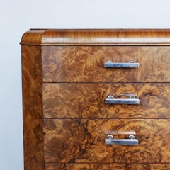Art Deco Console Sideboard Burr Walnut English, Circa 1930