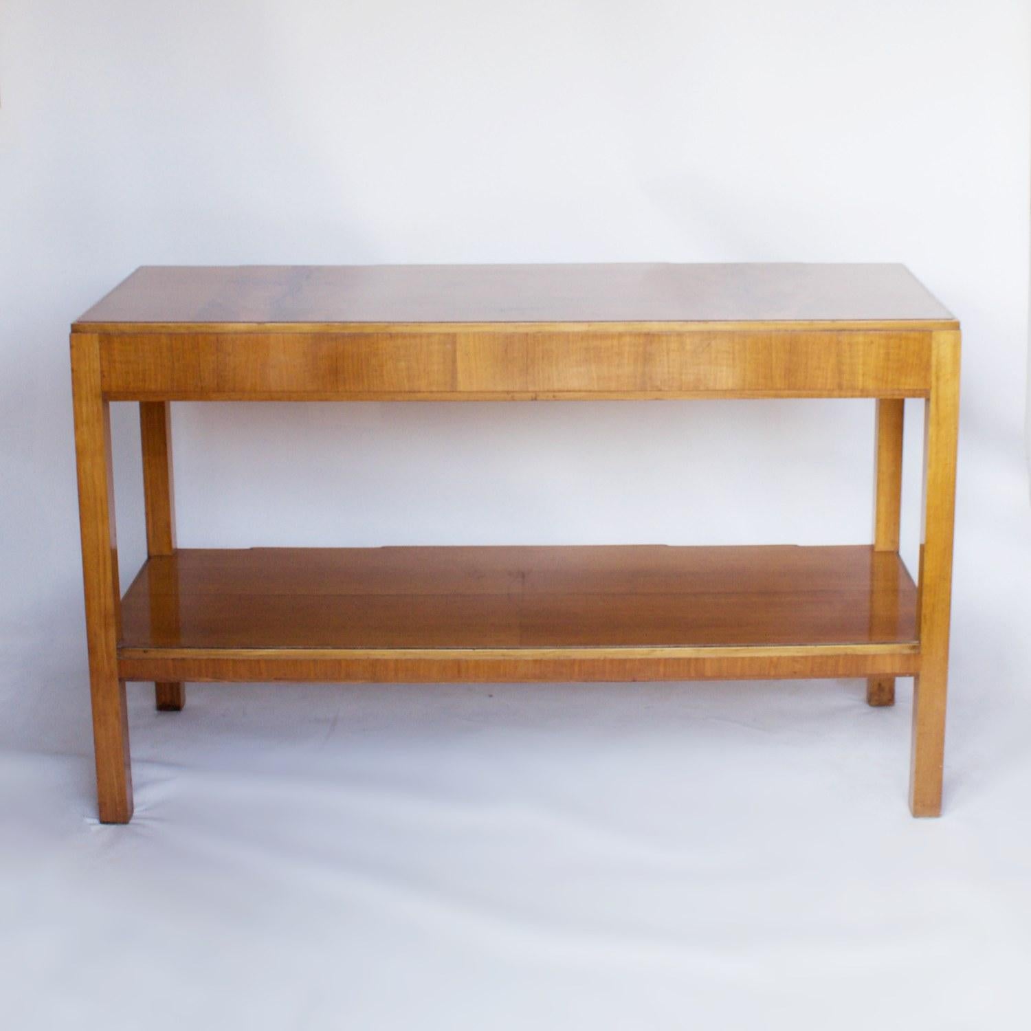 Art Deco Console Table by Heal's of London, Burr and Straight Grain Walnut 4