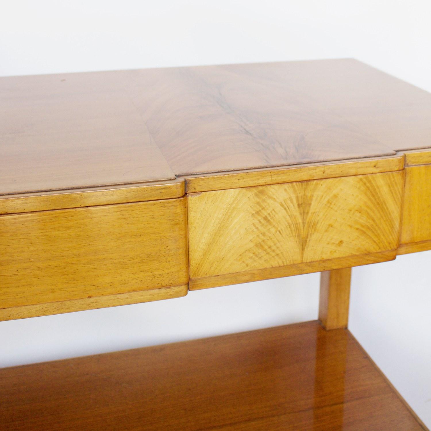 Mid-20th Century Art Deco Console Table by Heal's of London, Burr and Straight Grain Walnut