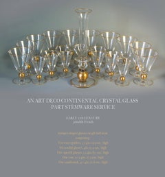 Art Deco Continental Crystal Glass Part Stemware Service