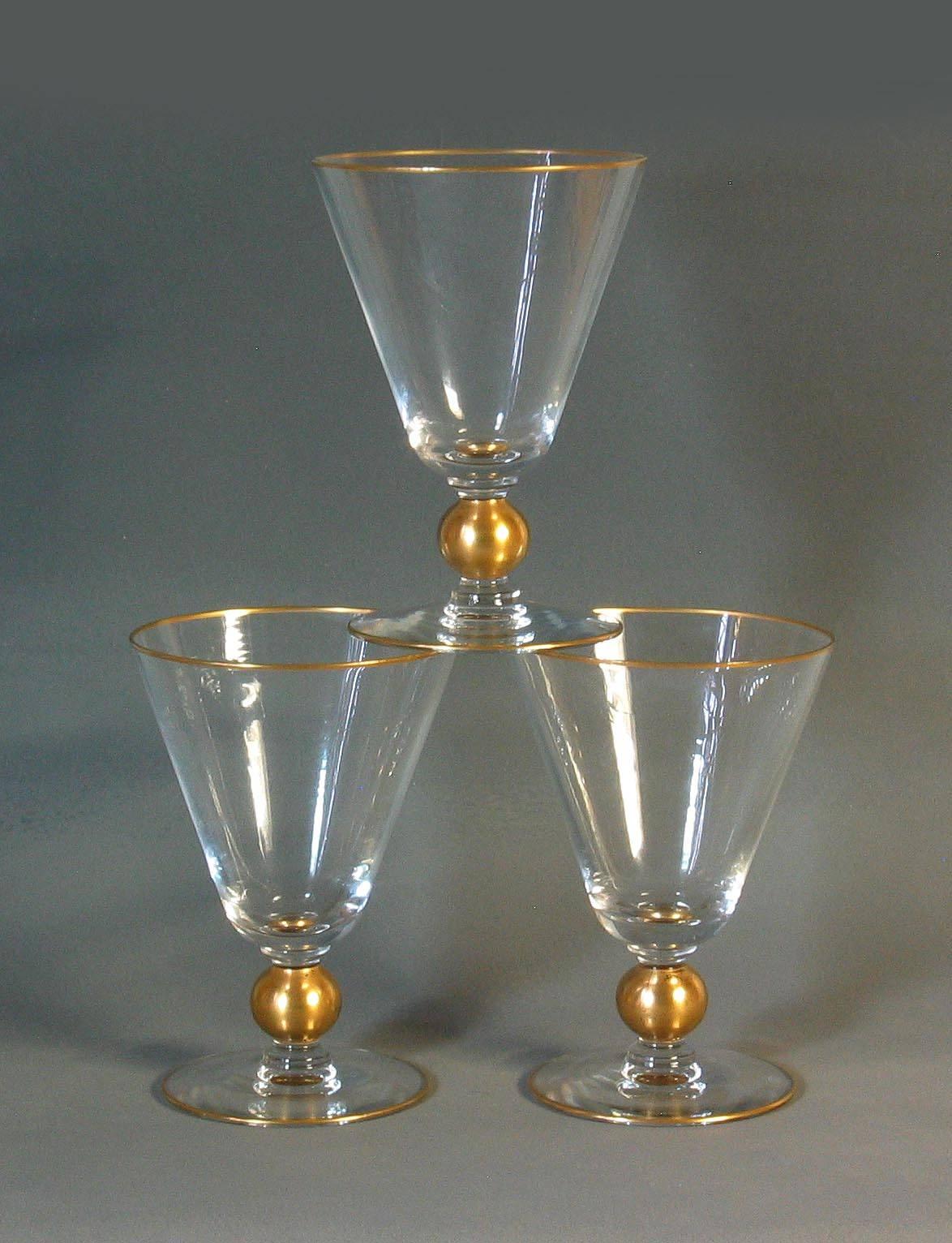 French Art Deco Continental Crystal Glass Part Stemware Service
